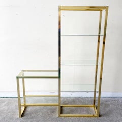 1980s, Vintage Hollywood Regency Gold Etagere with Glass Shelves