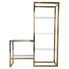 1980s, Vintage Hollywood Regency Gold Etagere with Glass Shelves