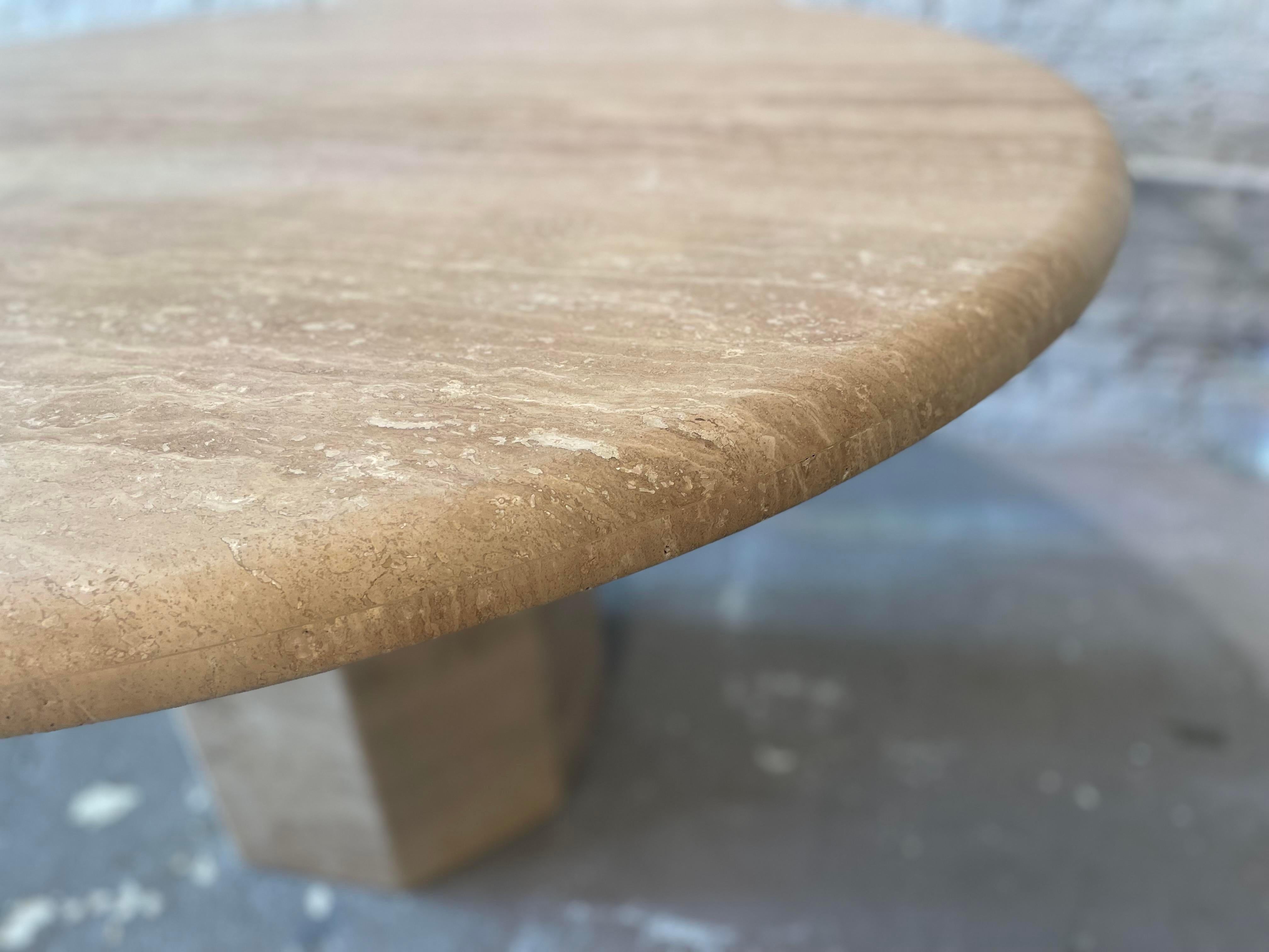 1980s Vintage Honed Walnut Travertine Dining/Entry Table For Sale 5