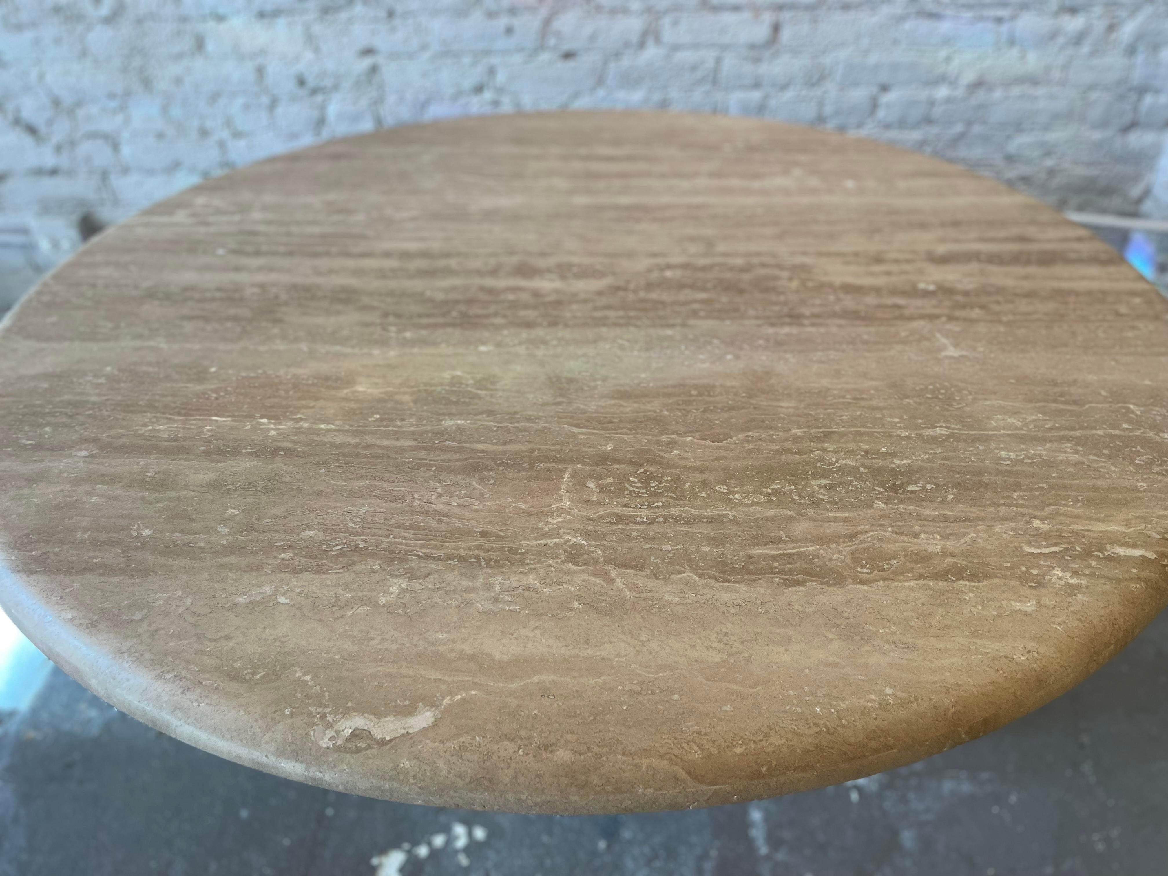 Late 20th Century 1980s Vintage Honed Walnut Travertine Dining/Entry Table For Sale