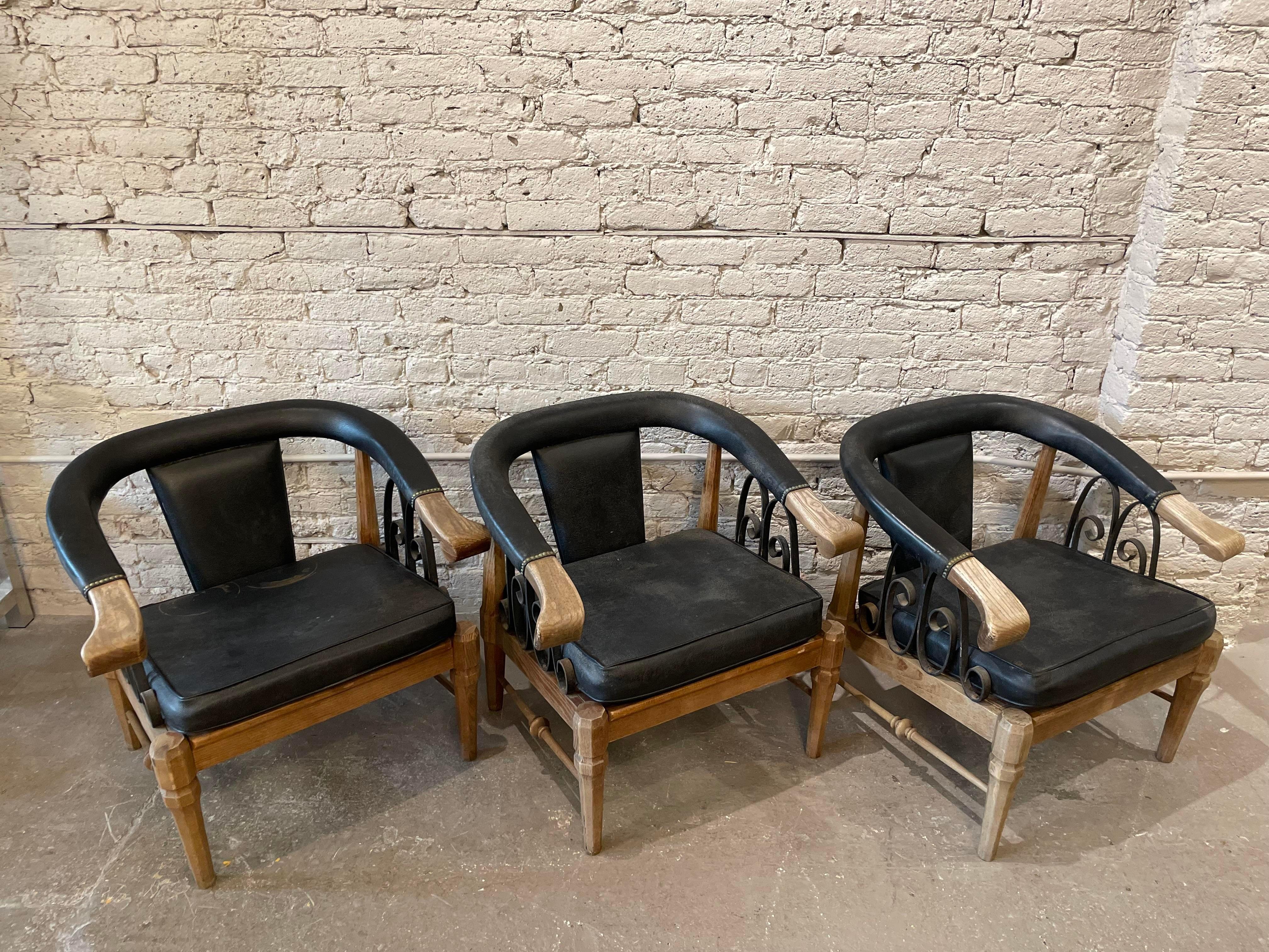 Mid-Century Modern 1980s Vintage Horseshoe Chairs - Set of 3 For Sale