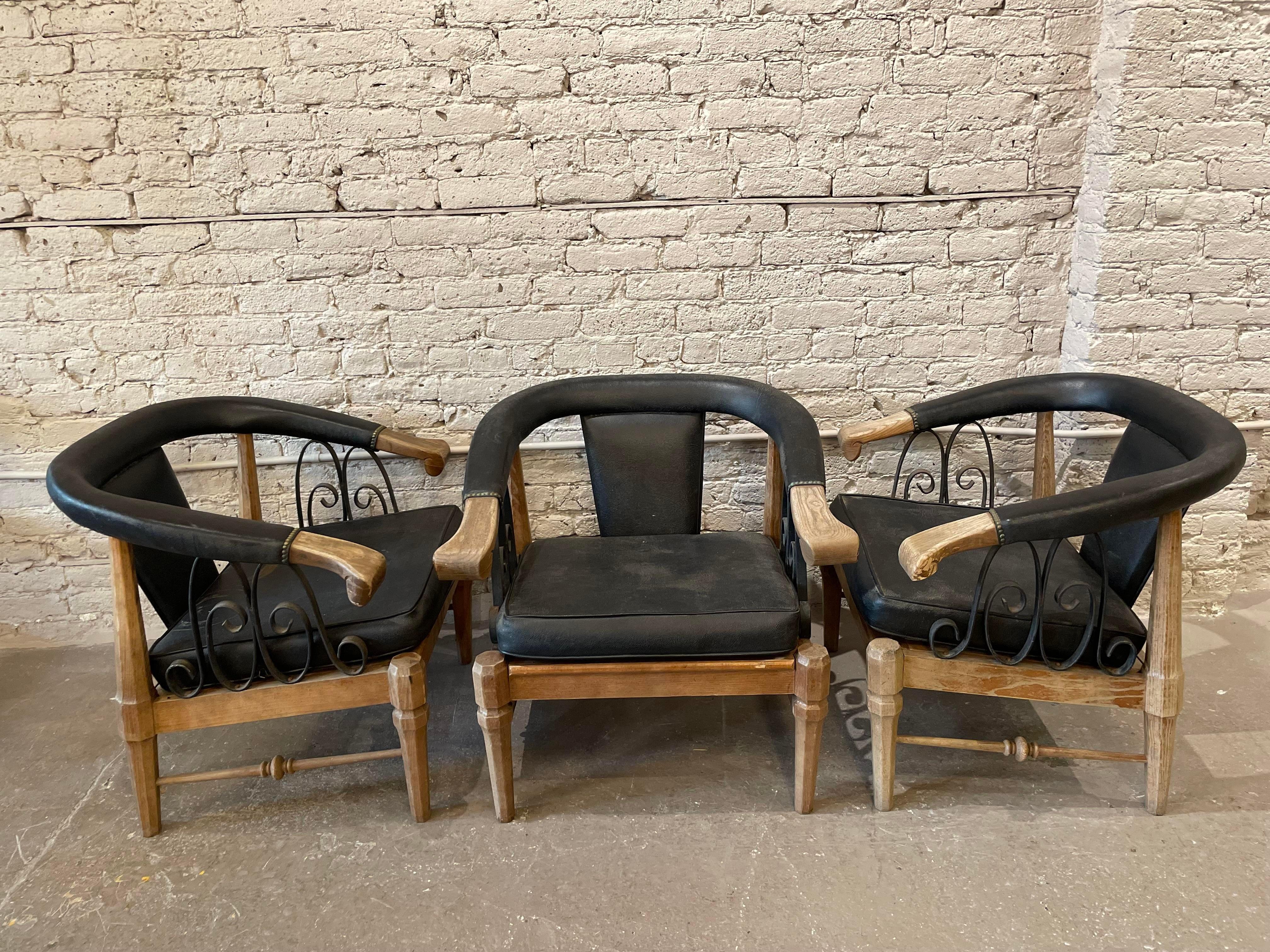 Late 20th Century 1980s Vintage Horseshoe Chairs - Set of 3 For Sale