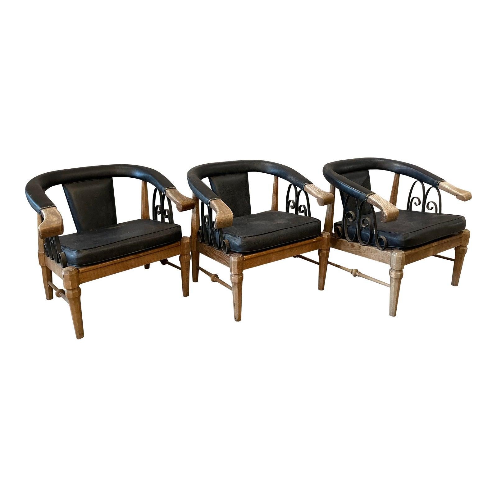 1980s Vintage Horseshoe Chairs - Set of 3 For Sale