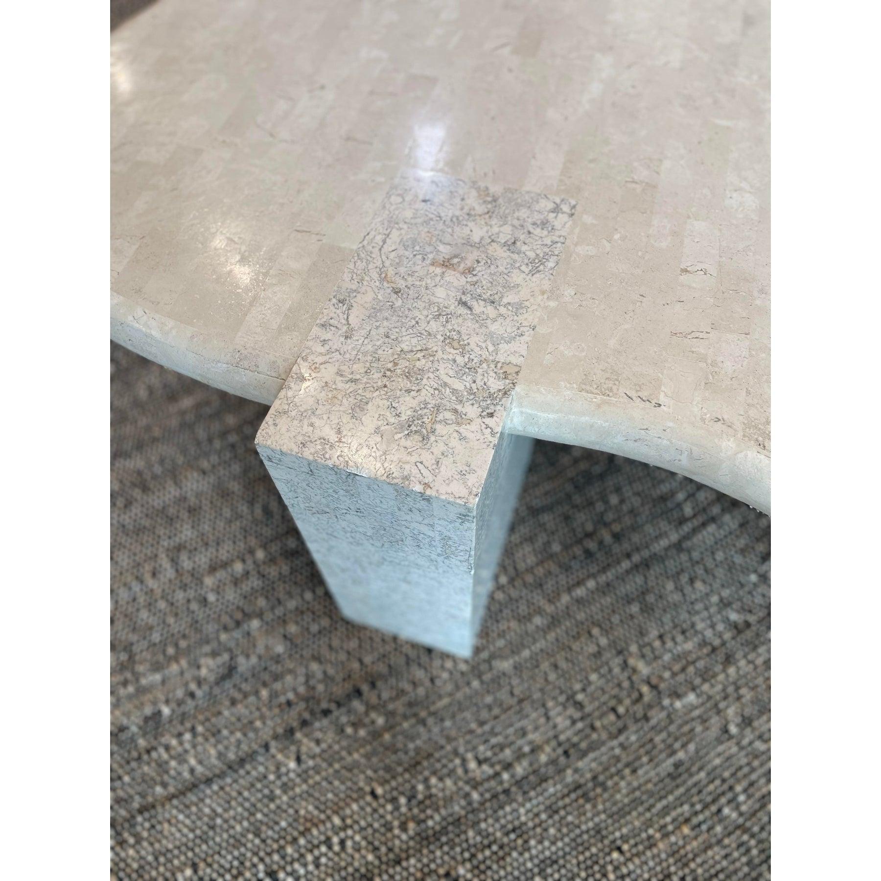 Vintage de los años 80 a la manera de Maitland Smith Café teselado biomórfico de piedra Filipino en venta