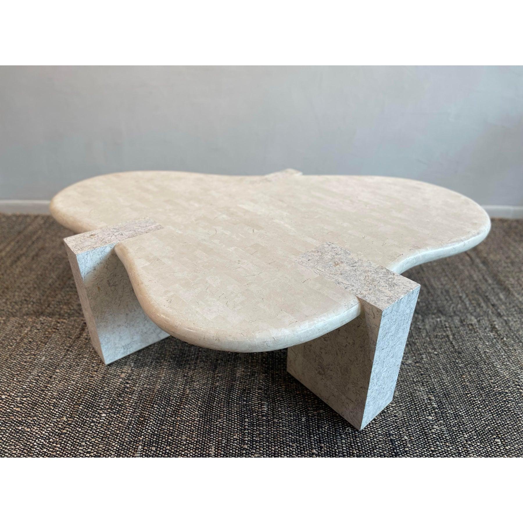 Vintage de los años 80 a la manera de Maitland Smith Café teselado biomórfico de piedra en Bueno estado para la venta en Chicago, IL