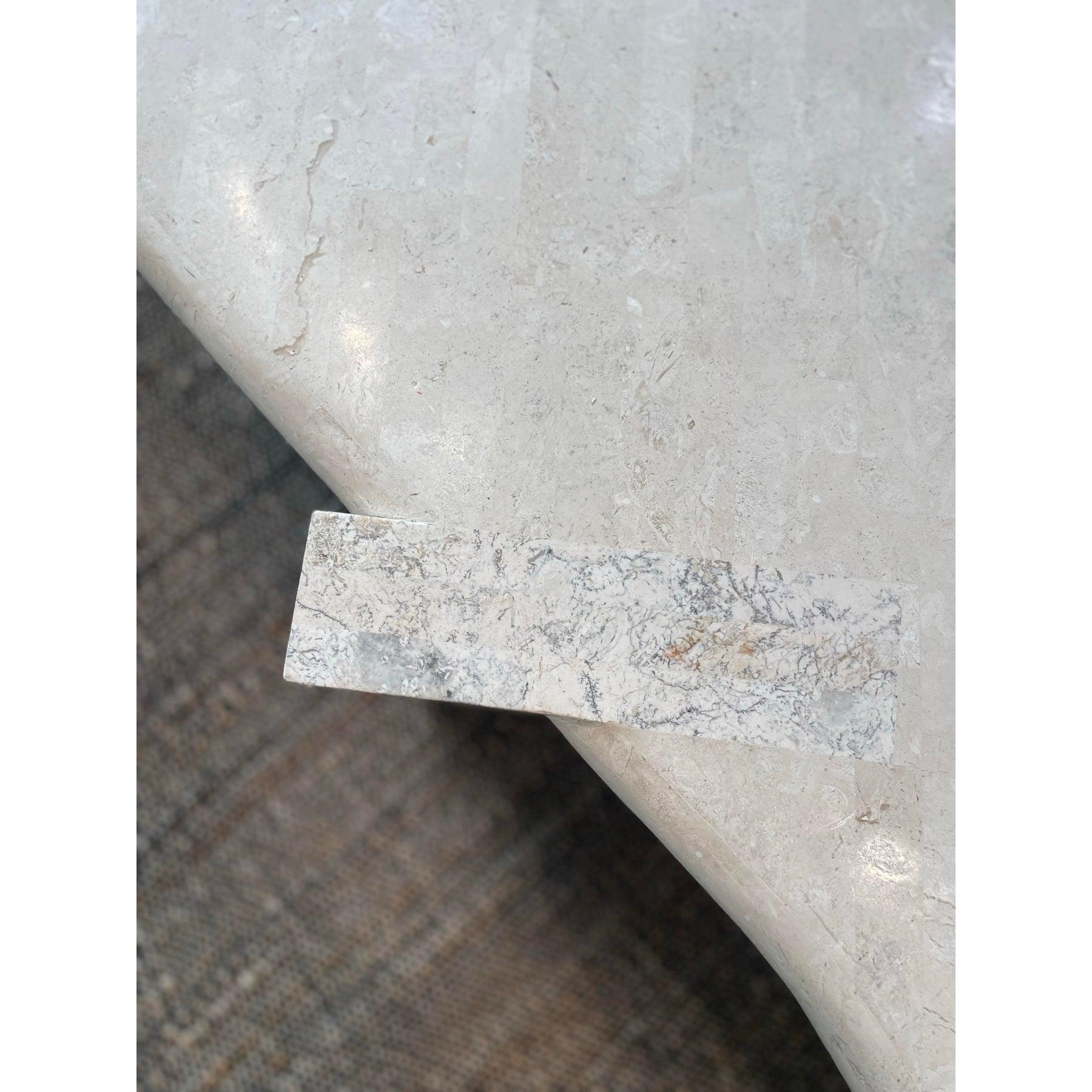 Vintage de los años 80 a la manera de Maitland Smith Café teselado biomórfico de piedra en venta 1