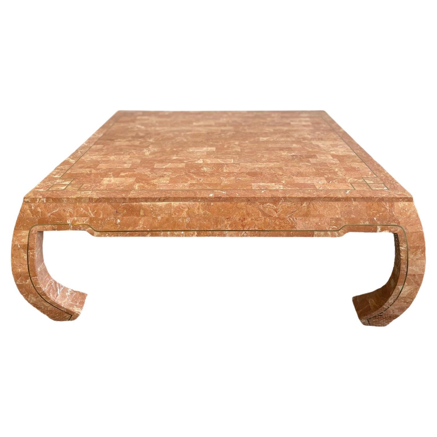 Table basse en pierre tessellée des années 1980 à la manière de Maitland Smith By