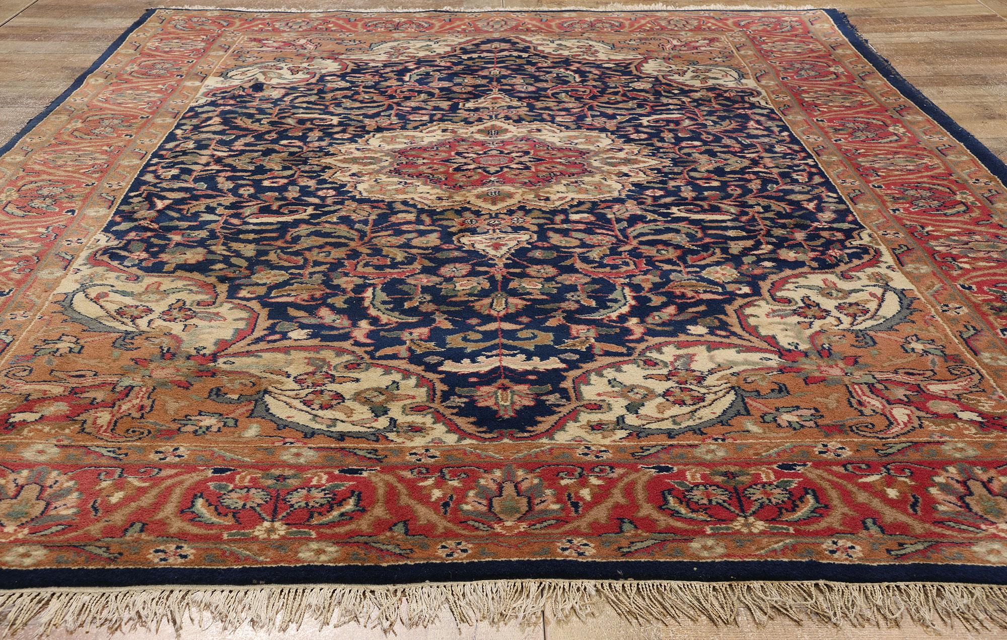 Wool 1980s Vintage Indian Isfahan Rug For Sale