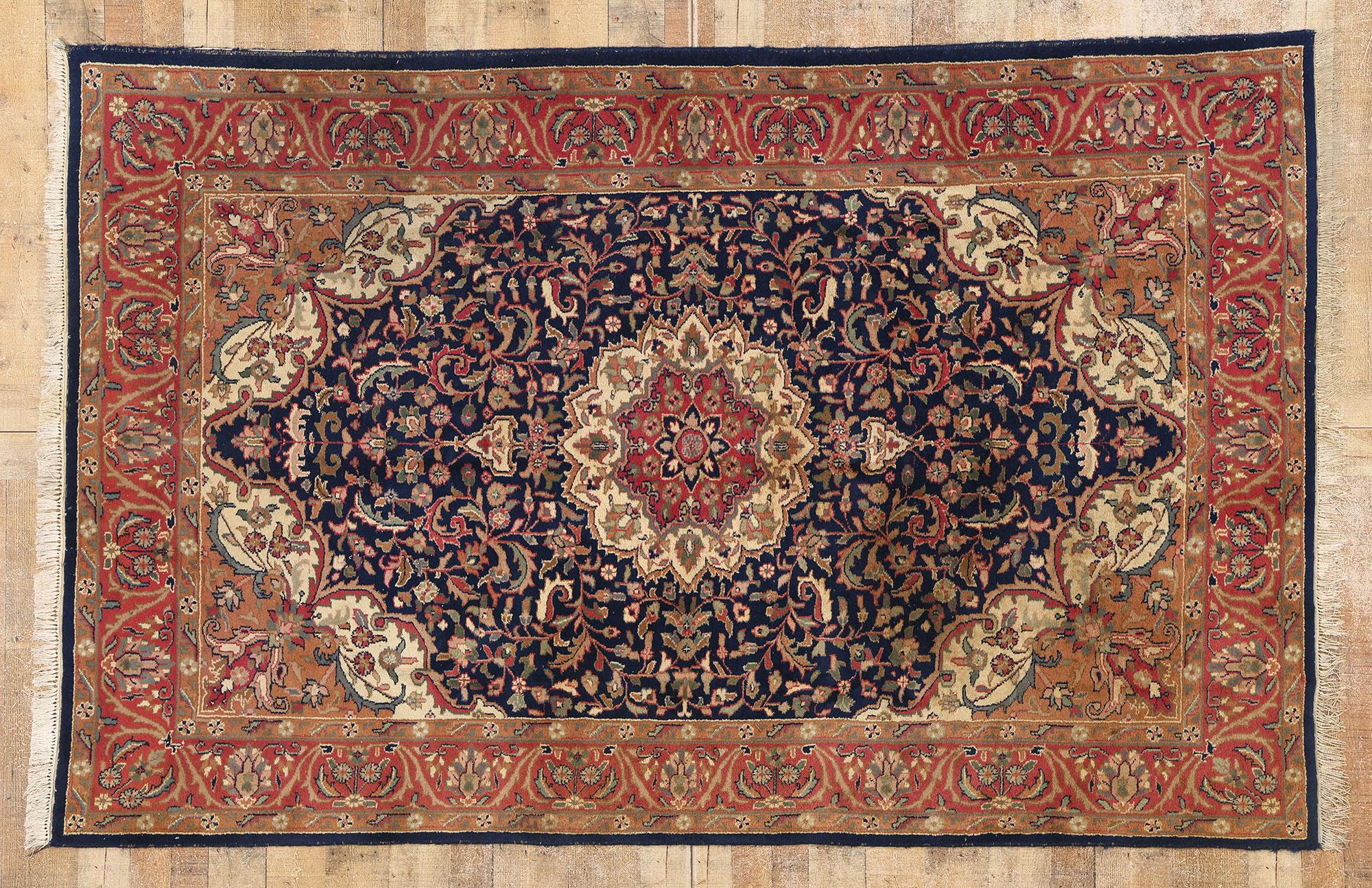 1980s Vintage Indian Isfahan Rug For Sale 1