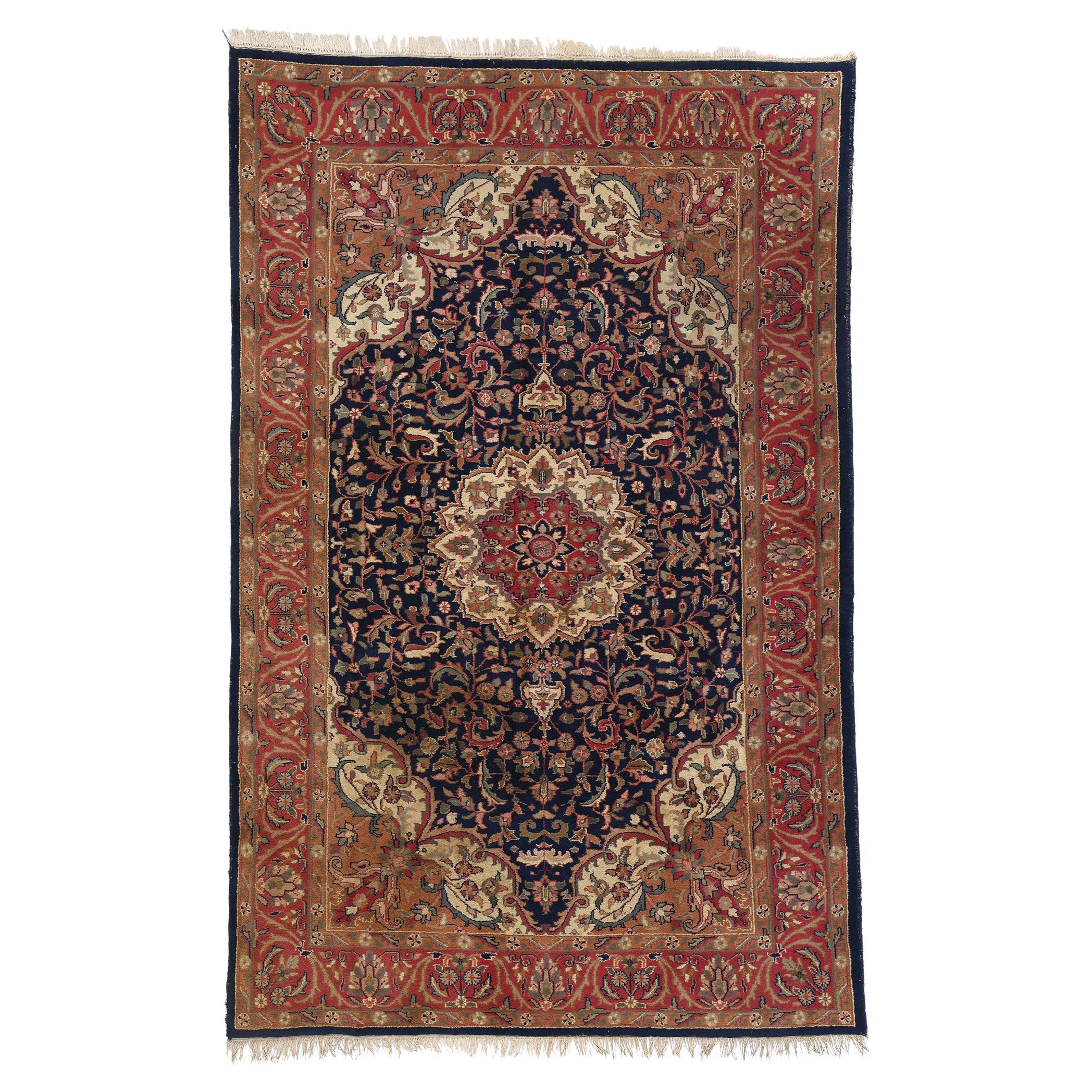 1980s Vintage Indian Isfahan Rug For Sale