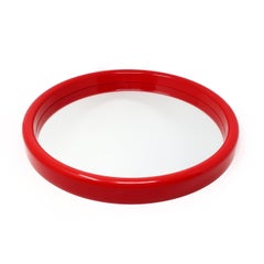 1980s, Vintage Interdesign Round Red Plastic Mirror