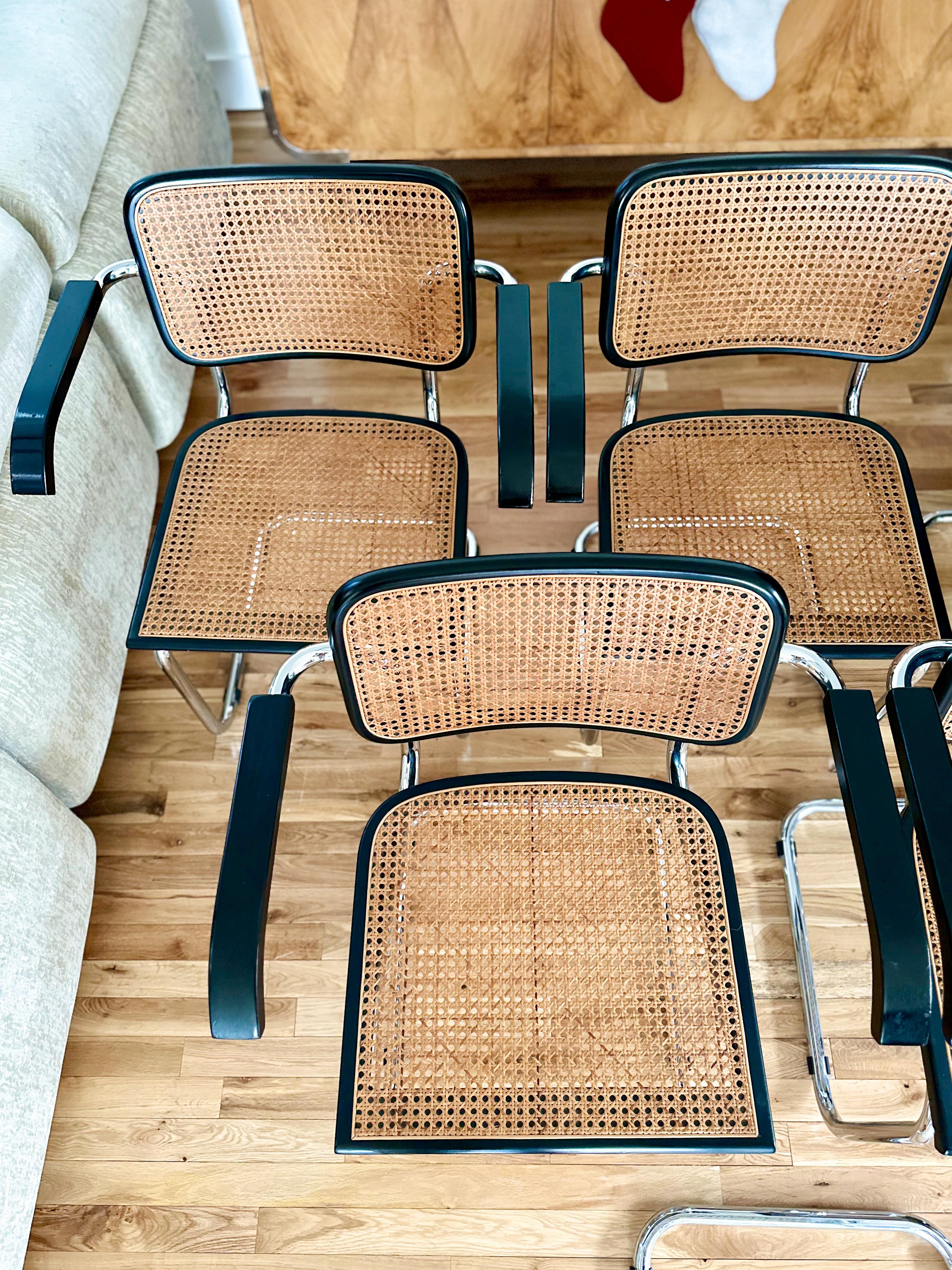 1980s Vintage Italian Cesca Armchairs Attributed to Marcel Breuer - Set of 6 In Good Condition In Houston, TX