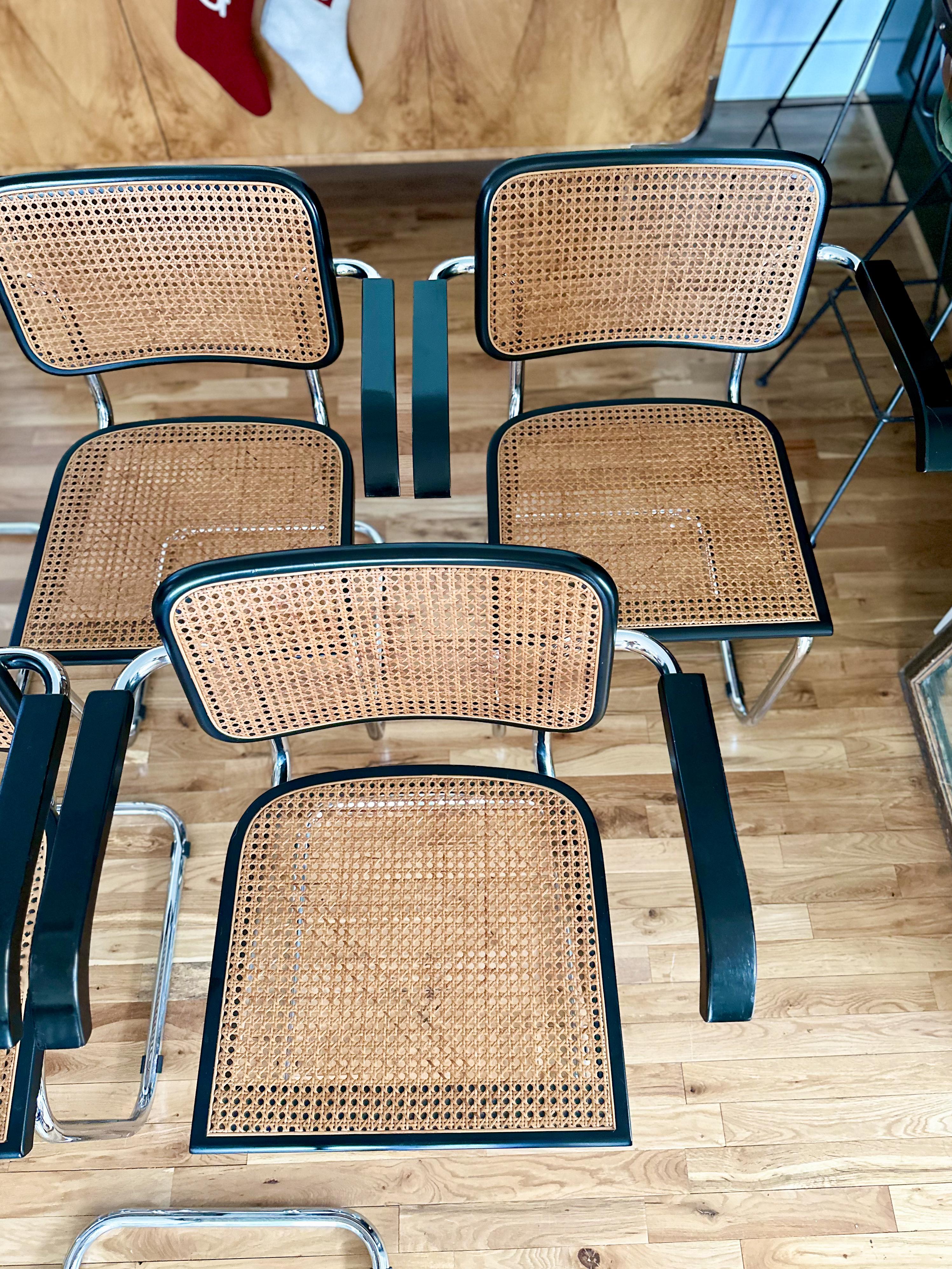 Late 20th Century 1980s Vintage Italian Cesca Armchairs Attributed to Marcel Breuer - Set of 6