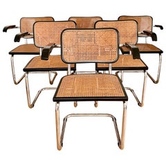 1980s Vintage Italian Cesca Armchairs Attributed to Marcel Breuer - Set of 6