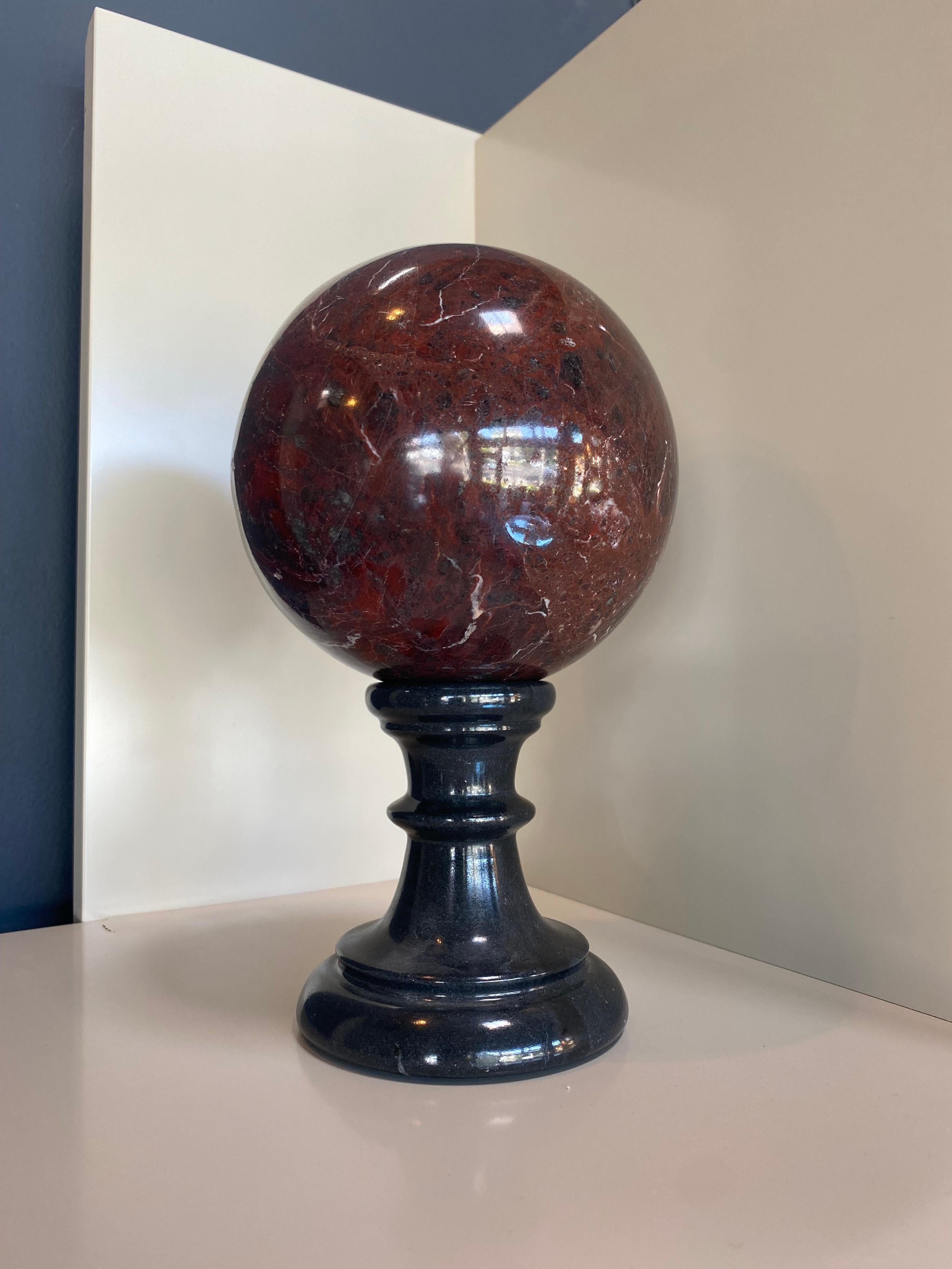 Beautiful Italian sphere shape in black marble.
Each piece is in a way unique (and handcrafted in Italy. Slight variations in shape, color and size are to be considered a guarantee of a handcrafted creation.
This object gives a distinct touch to