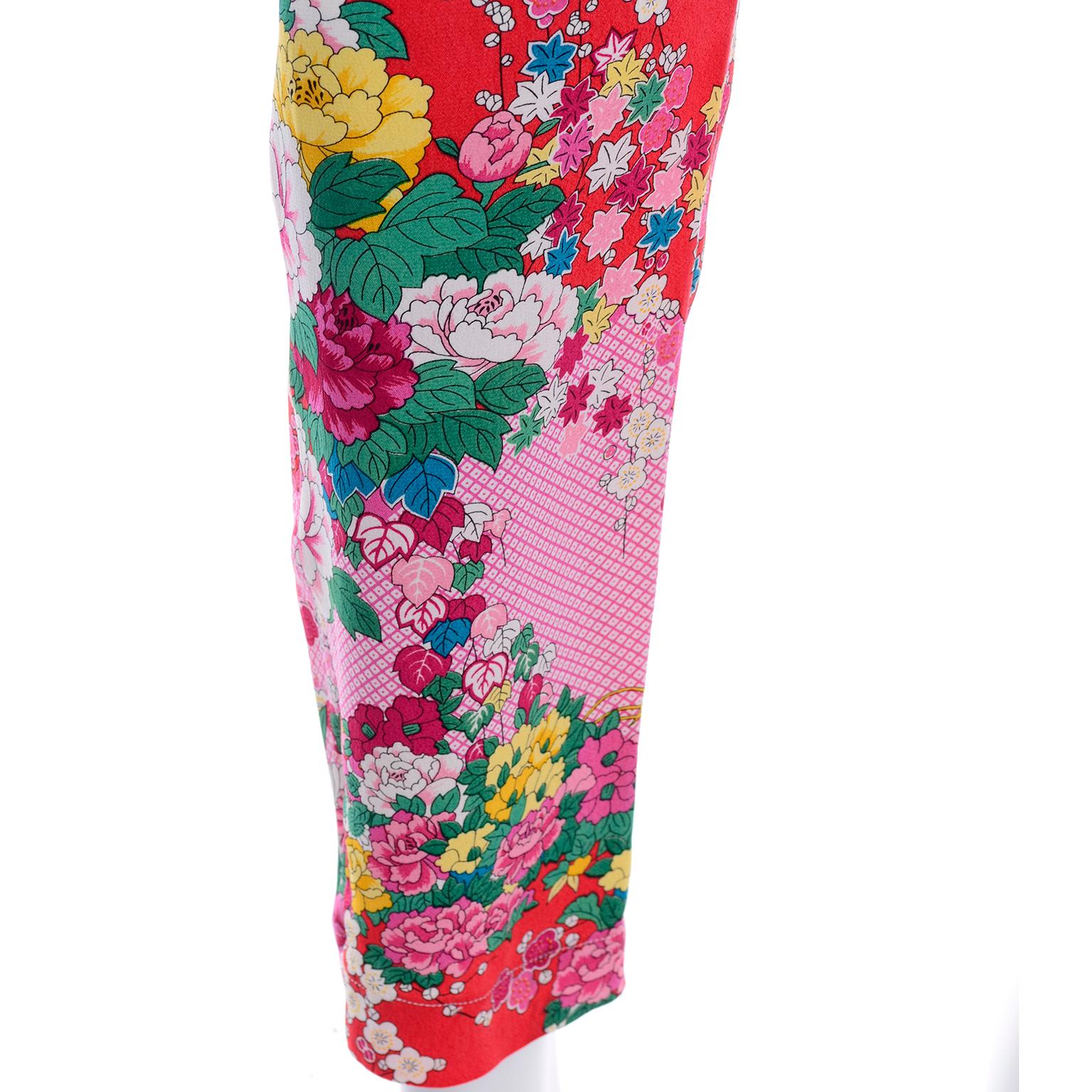1980s Vintage Kenzo Deadstock Pink & Red Floral High Waisted Pants W Tag 4