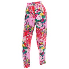1980 Vintage Kenzo Deadstock Pink & Red Floral High Waistted Pants W Tag