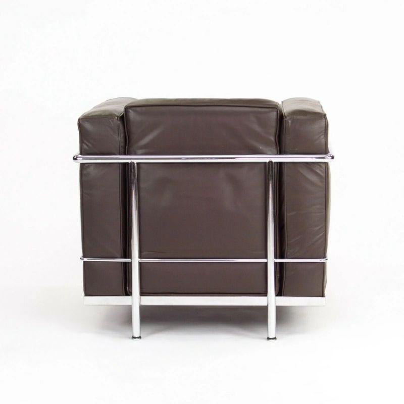 Italian 1980s Vintage Le Corbusier Cassina LC2 Petit Modele Armchairs in Brown Leather