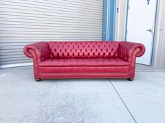 1980s Vintage Leather Chesterfield Sofa