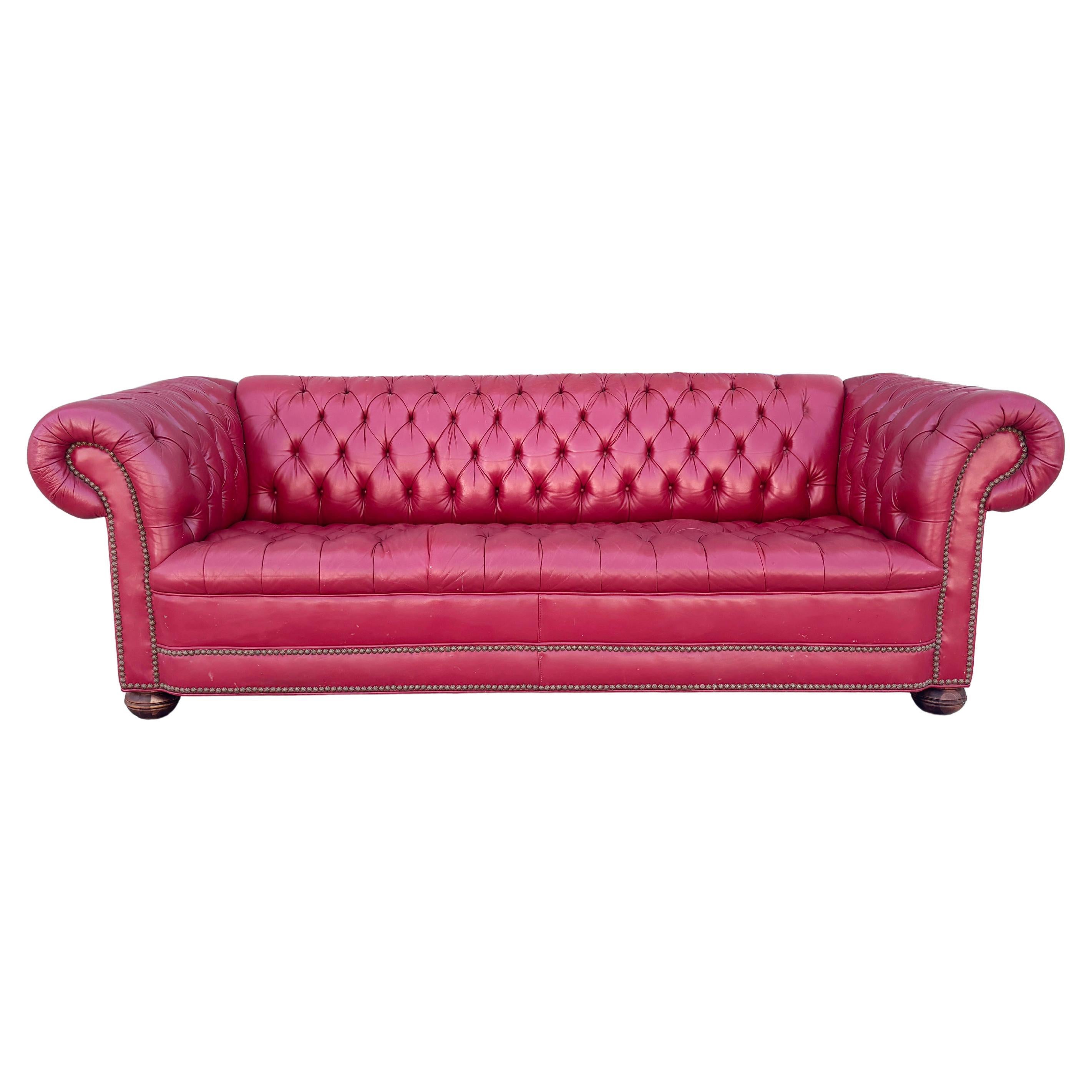 1980s Vintage Leather Chesterfield Sofa