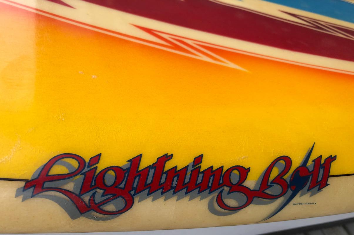 American 1980s Vintage Lightning Bolt Rory Russell Model Surfboard