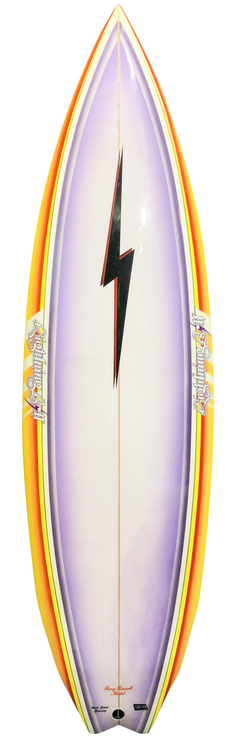 1980's Vintage Lightning Bolt Rory Russell model surfboard