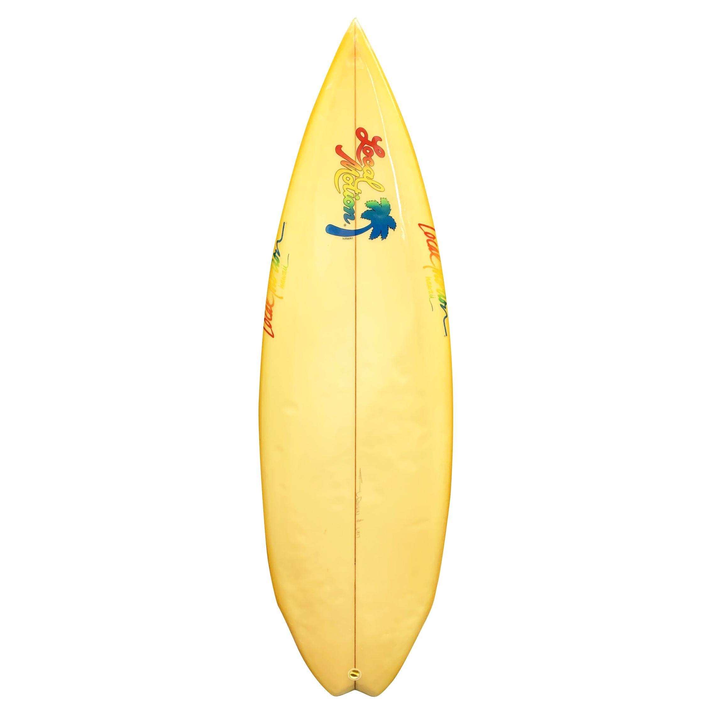 1980s Vintage Local Motion Twin-Fin Surfboard by Pat Rawson