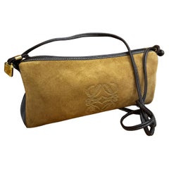 1980s Vintage LOEWE Anagram Triangle Crossbosy Bag Suede Brown Unisex