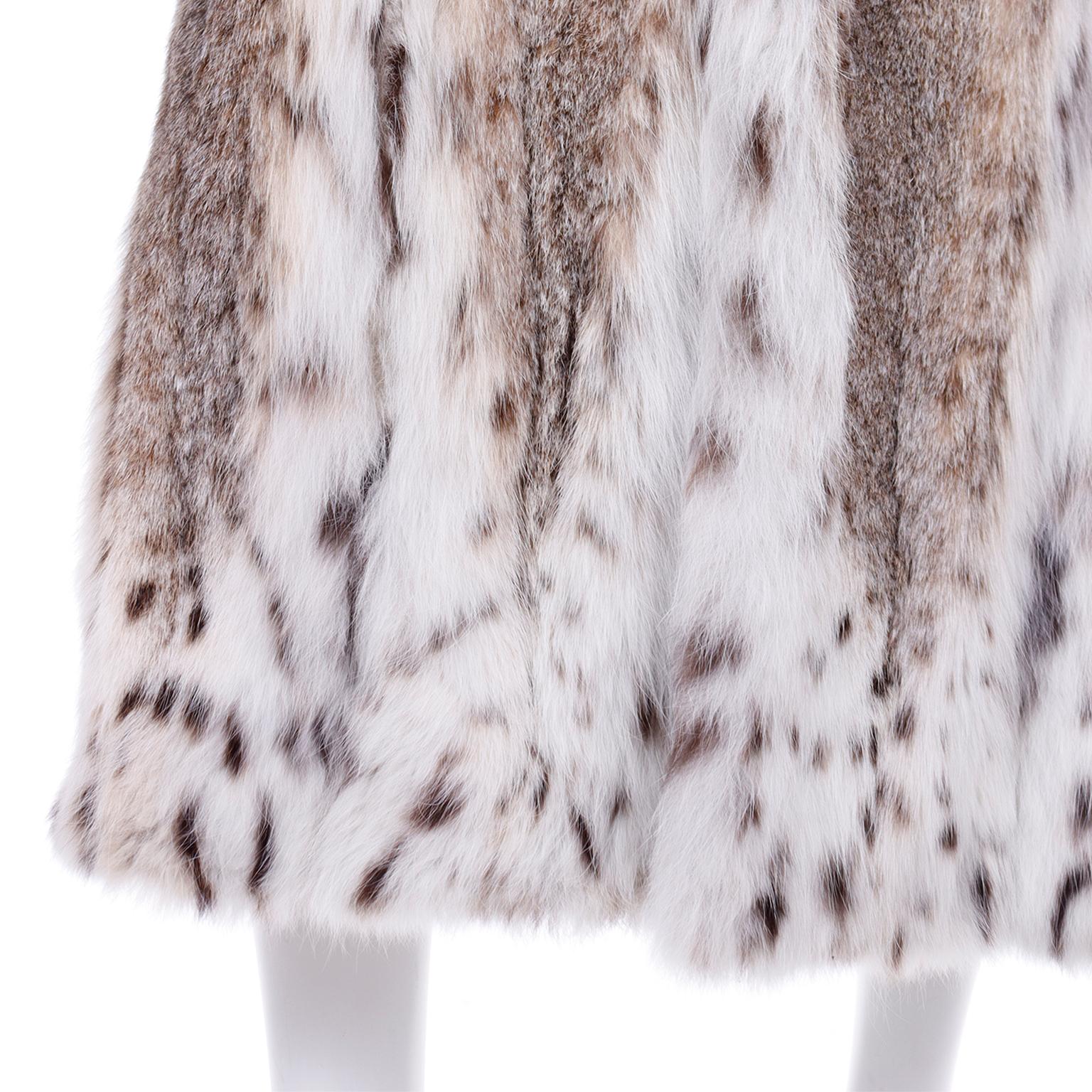 1980s Vintage Lynx Fur Coat With Silk Lining For Sale 3