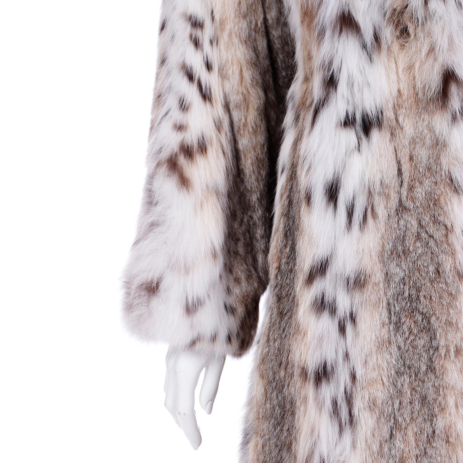 1980s Vintage Lynx Fur Coat With Silk Lining For Sale 4
