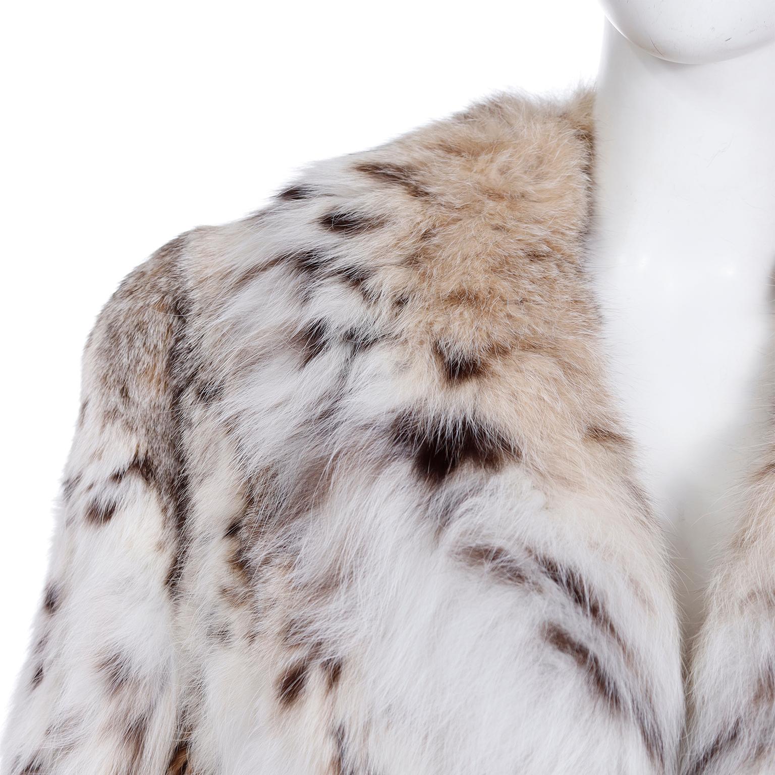 Women's 1980s Vintage Lynx Fur Coat With Silk Lining For Sale