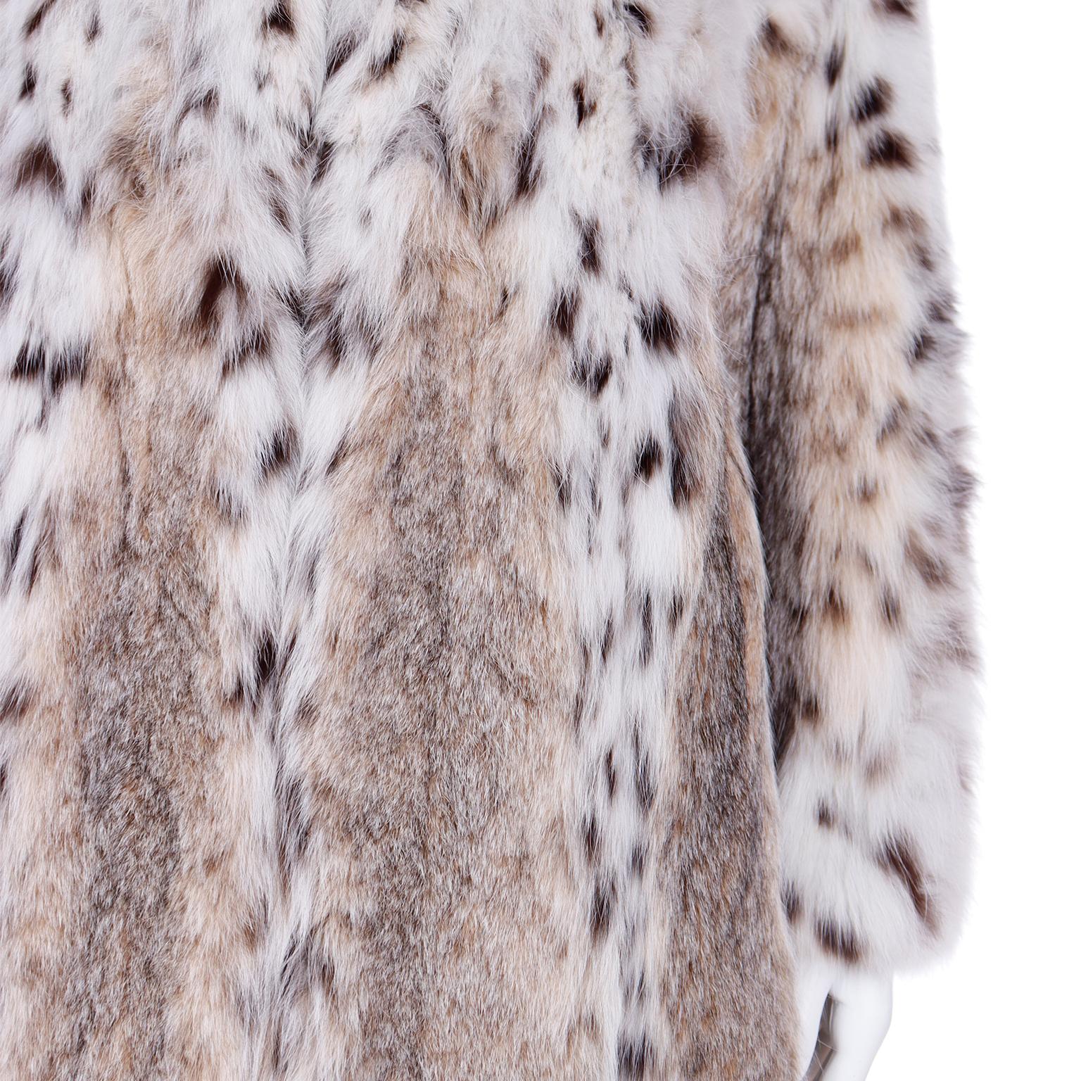 1980s Vintage Lynx Fur Coat With Silk Lining For Sale 2