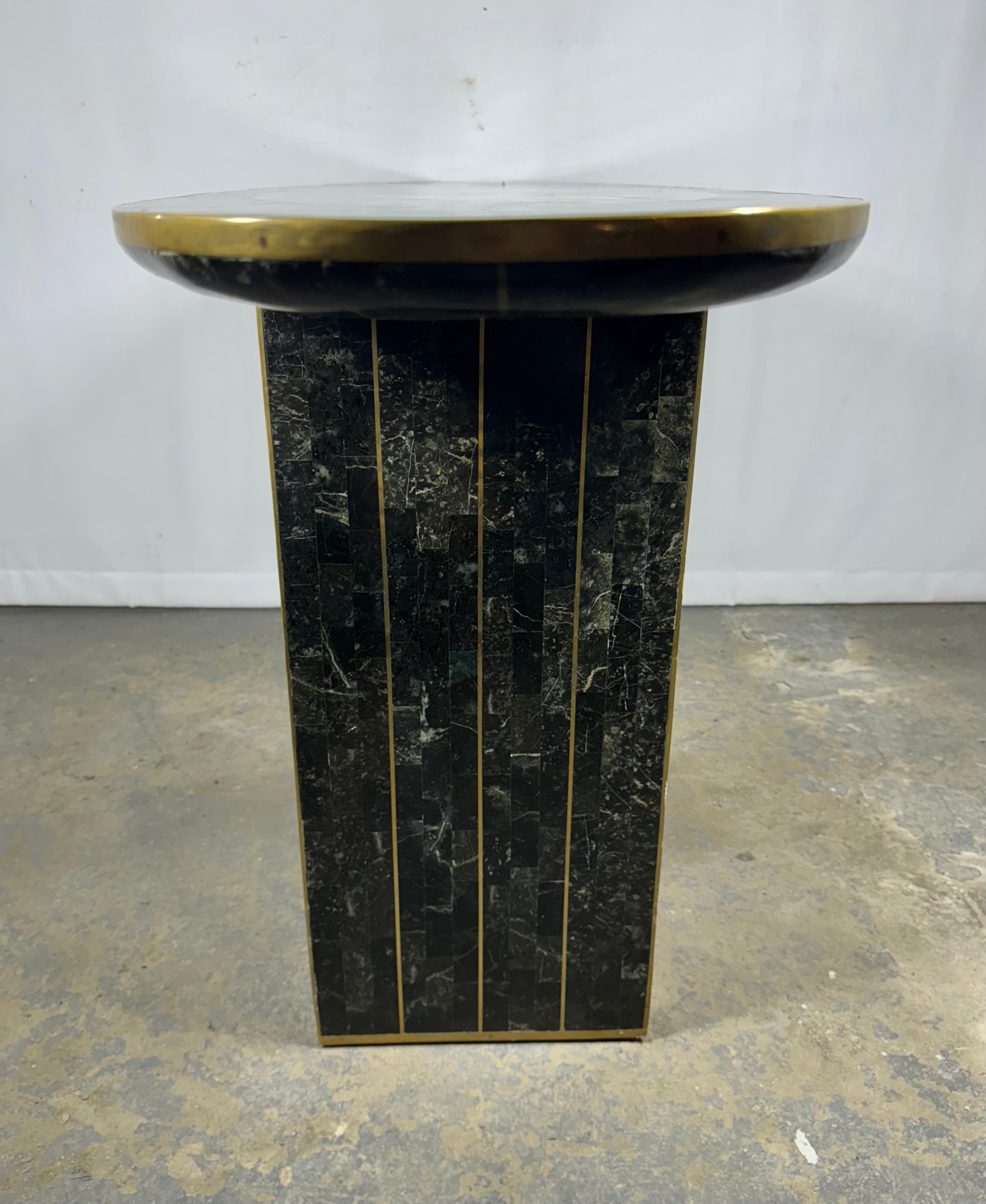 1980s Vintage Maitland Smith Console, tessellated stone / brass inlay For Sale 3