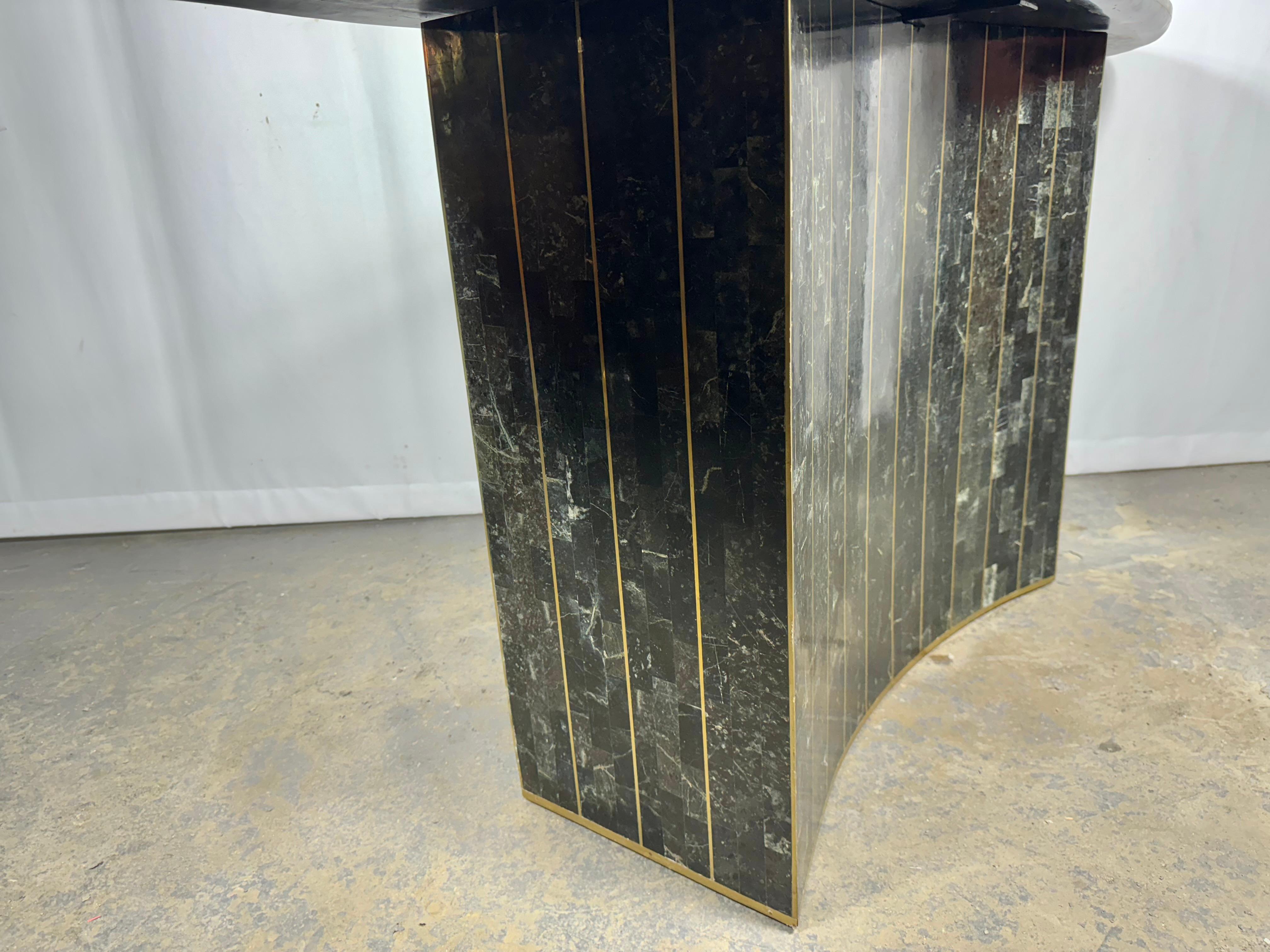 1980s Vintage Maitland Smith Console, tessellated stone / brass inlay For Sale 4