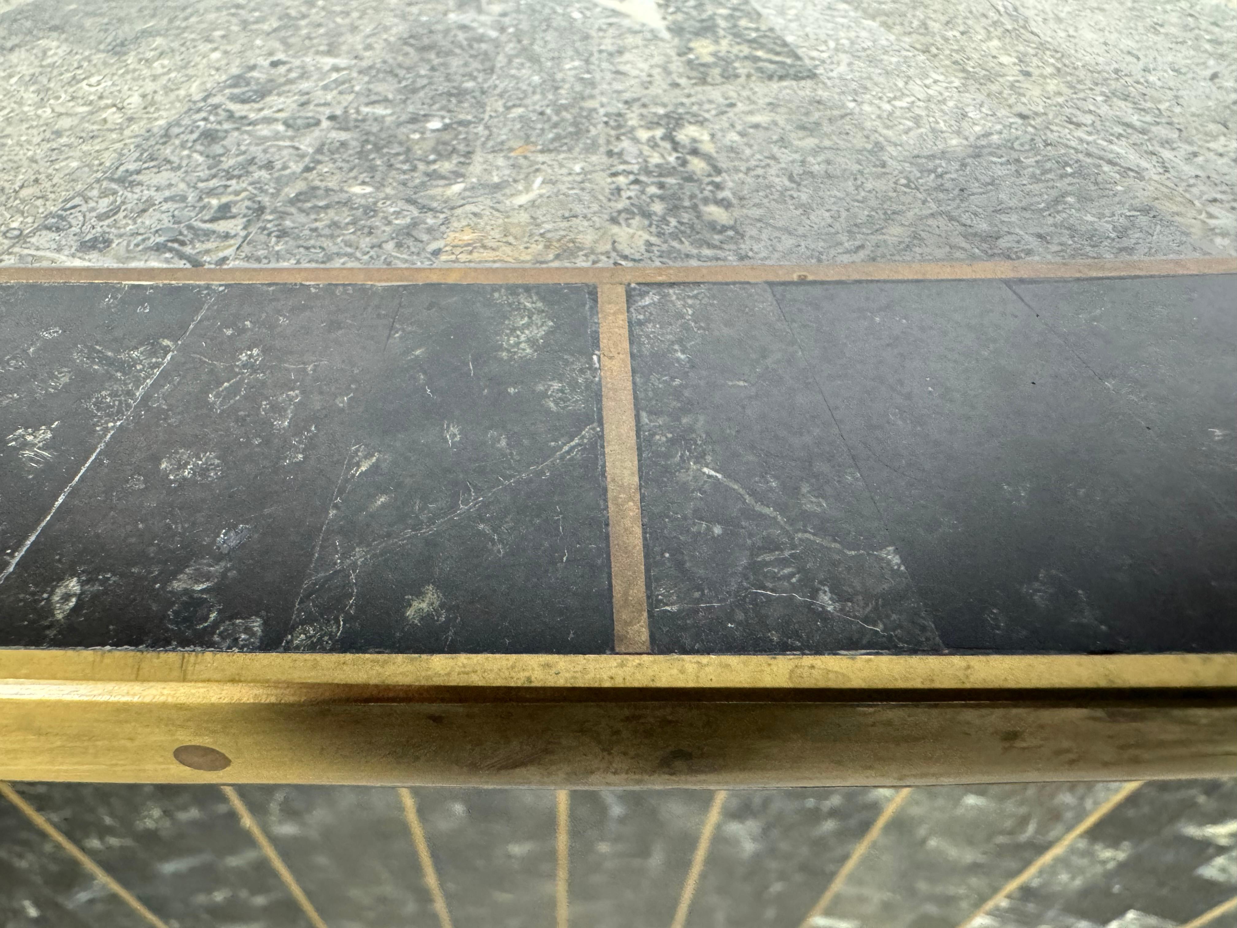 1980s Vintage Maitland Smith Console, tessellated stone / brass inlay For Sale 6