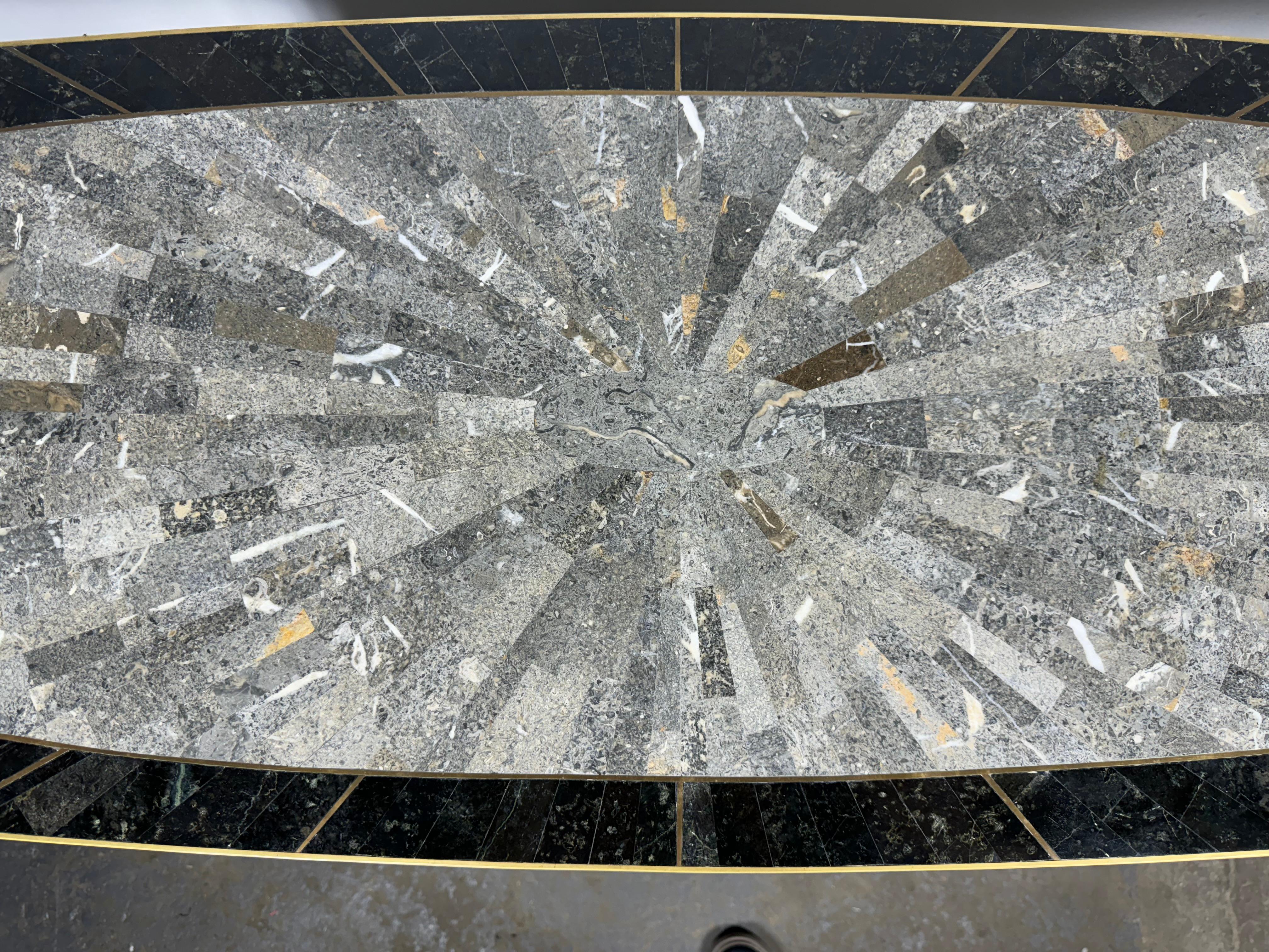 1980s Vintage Maitland Smith Console, tessellated stone / brass inlay For Sale 7