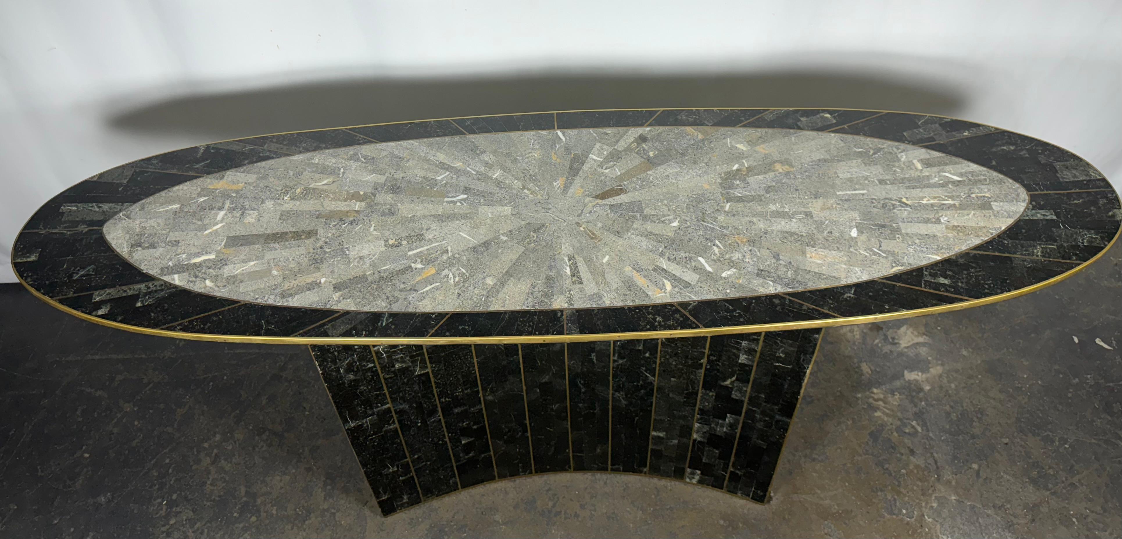 1980s Vintage Maitland Smith Console, tessellated stone / brass inlay For Sale 8