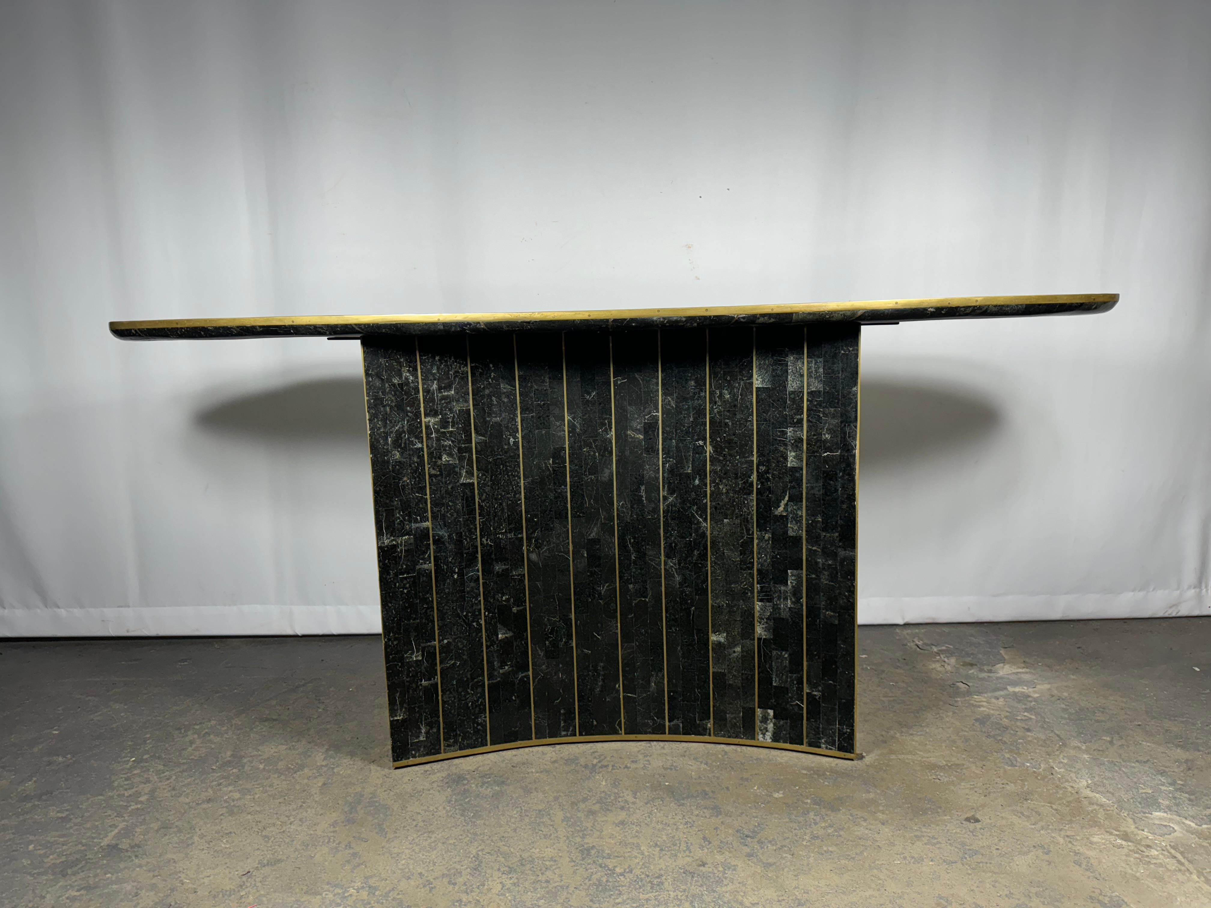 1980s Vintage Maitland Smith Console, tessellated stone / brass inlay For Sale 9