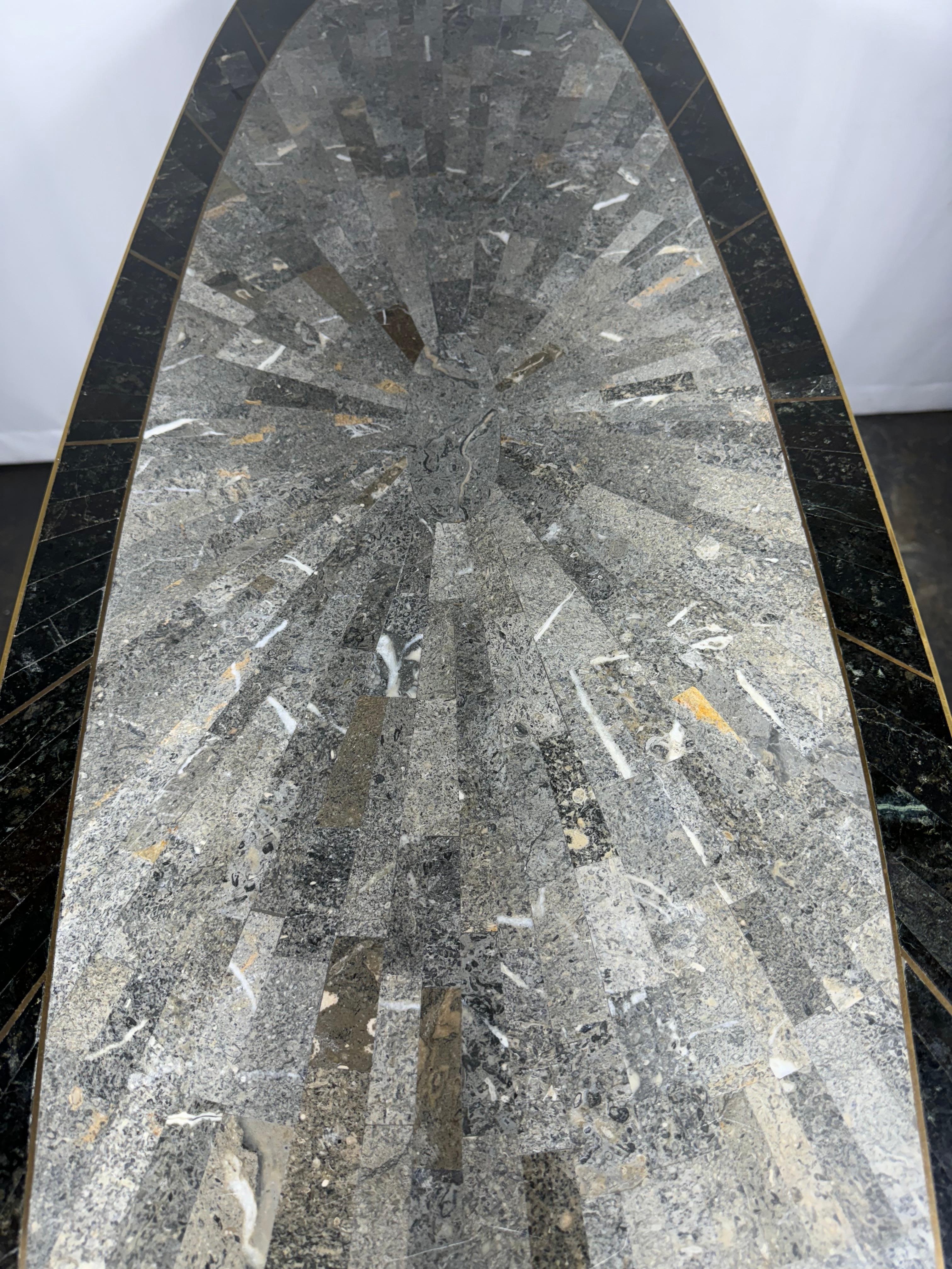 Late 19th Century 1980s Vintage Maitland Smith Console, tessellated stone / brass inlay For Sale