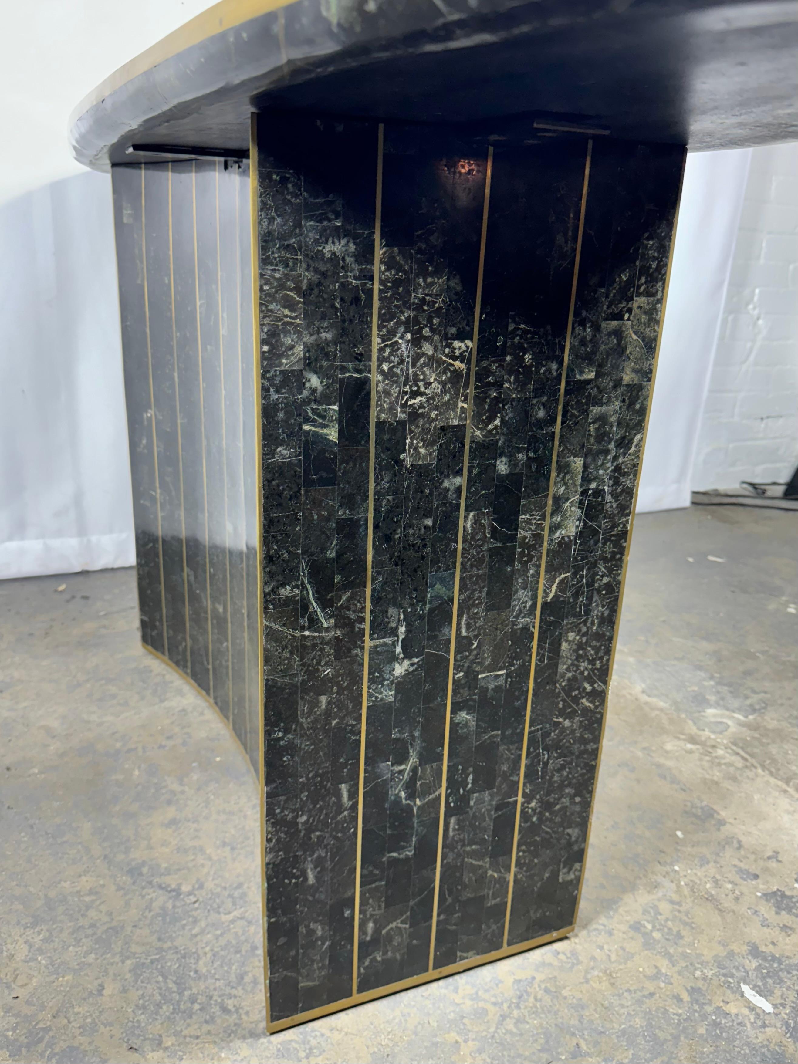 1980s Vintage Maitland Smith Console, tessellated stone / brass inlay For Sale 1