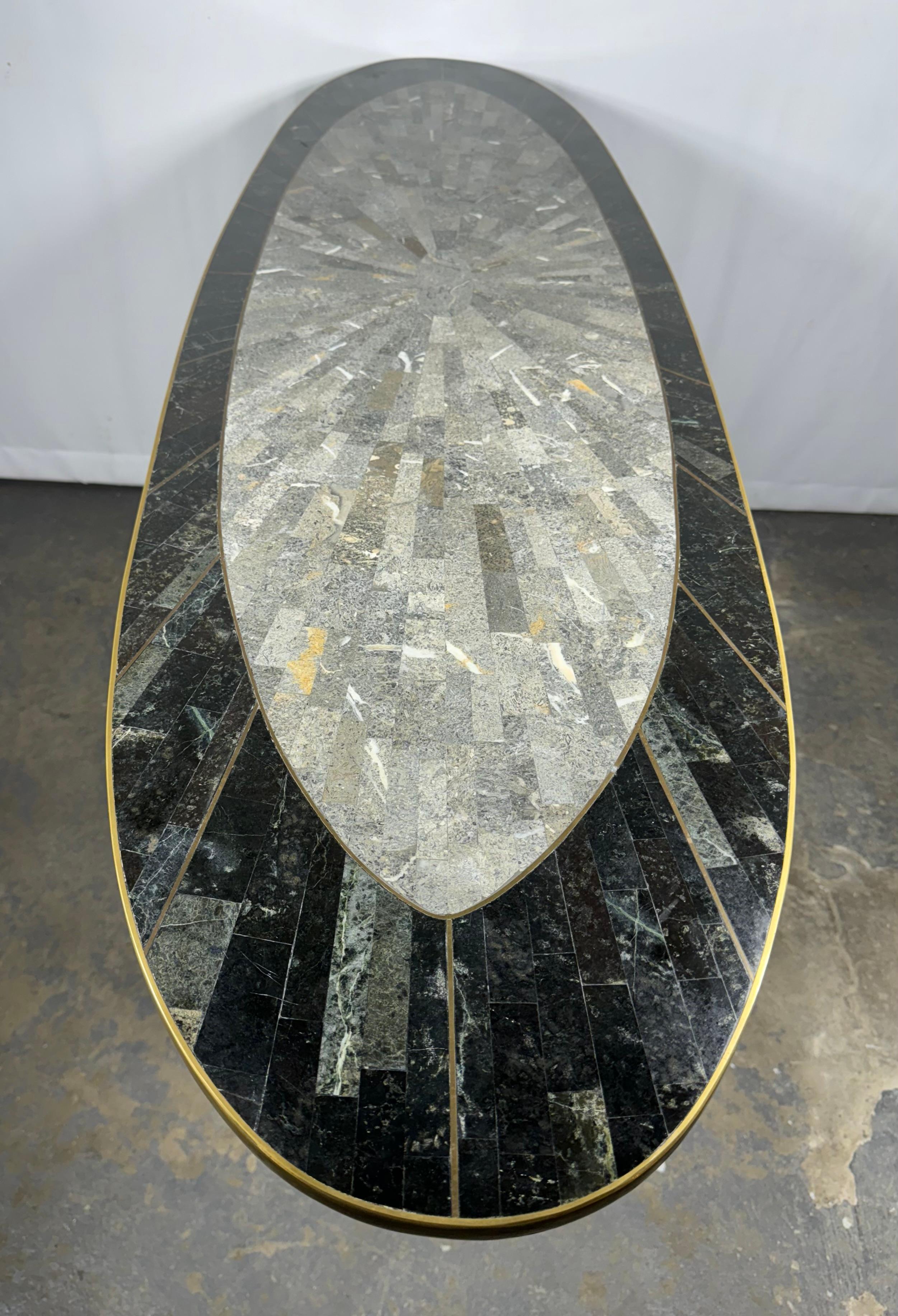 1980s Vintage Maitland Smith Console, tessellated stone / brass inlay For Sale 2