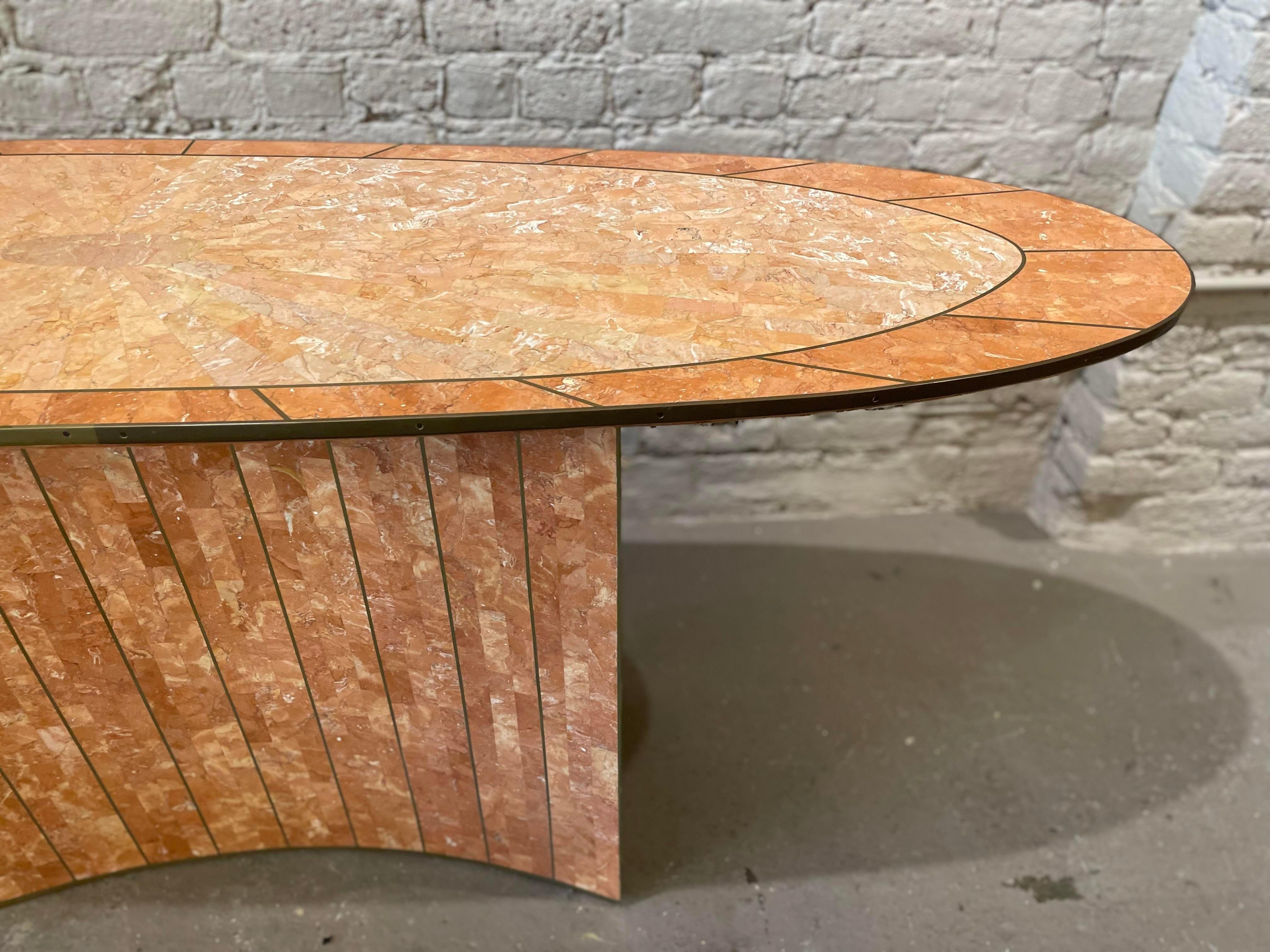 Modern 1980s Vintage Maitland Smith Coral Sunburst Console Table With Brass Detailing For Sale