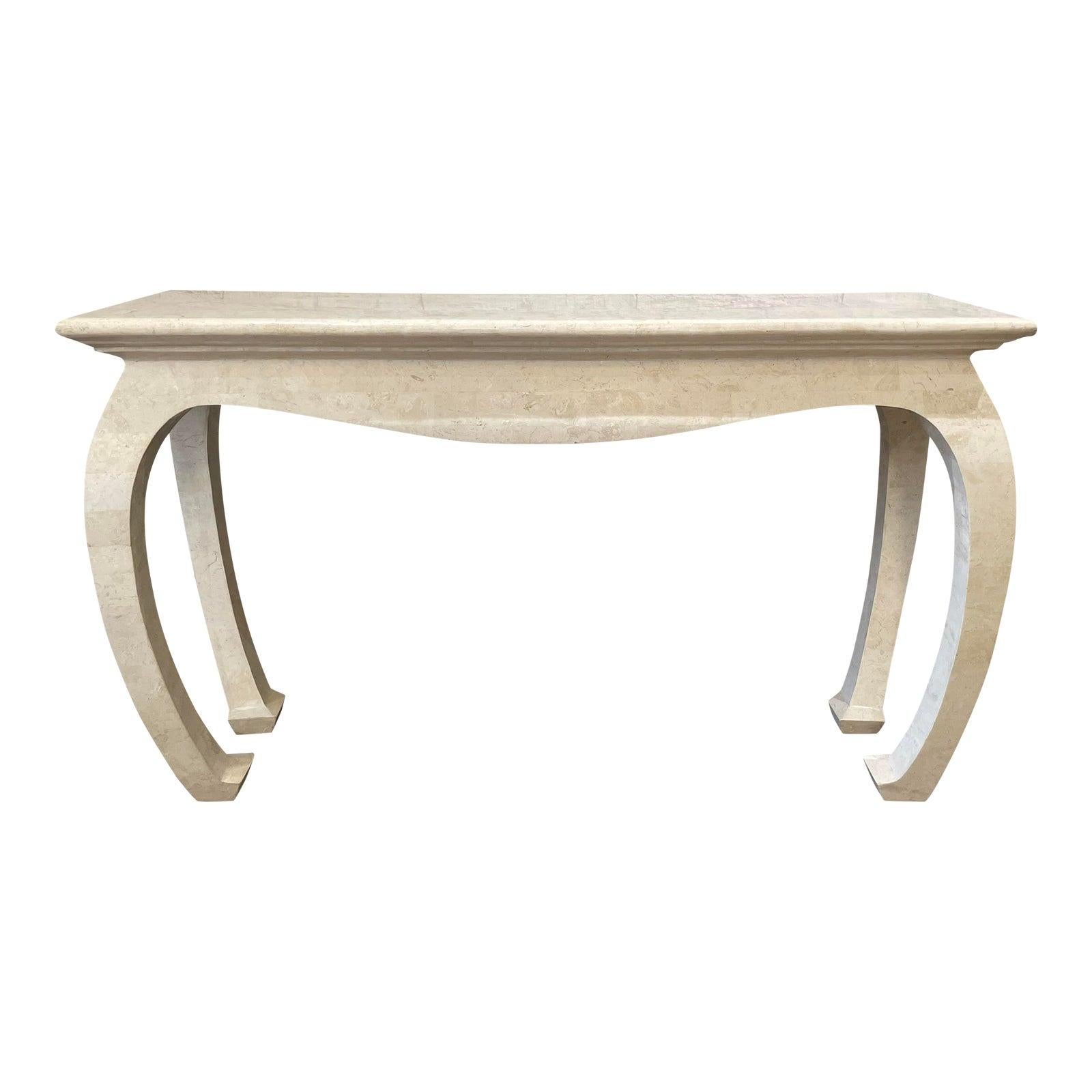 1980s Vintage Maitland Smith Tessellated Stone Console Table