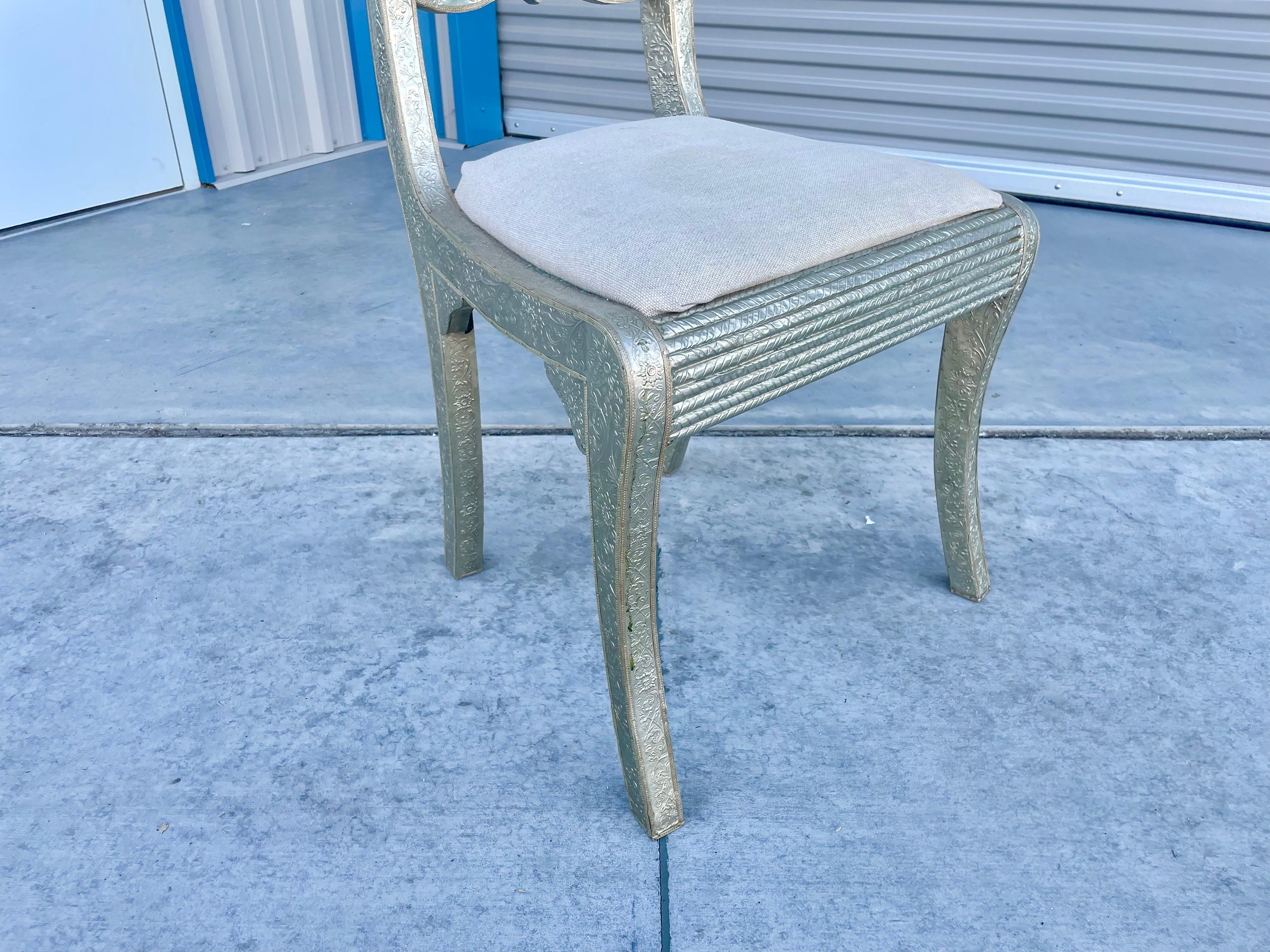 1980s Vintage Metal Wrapped Ram Chair In Good Condition For Sale In North Hollywood, CA
