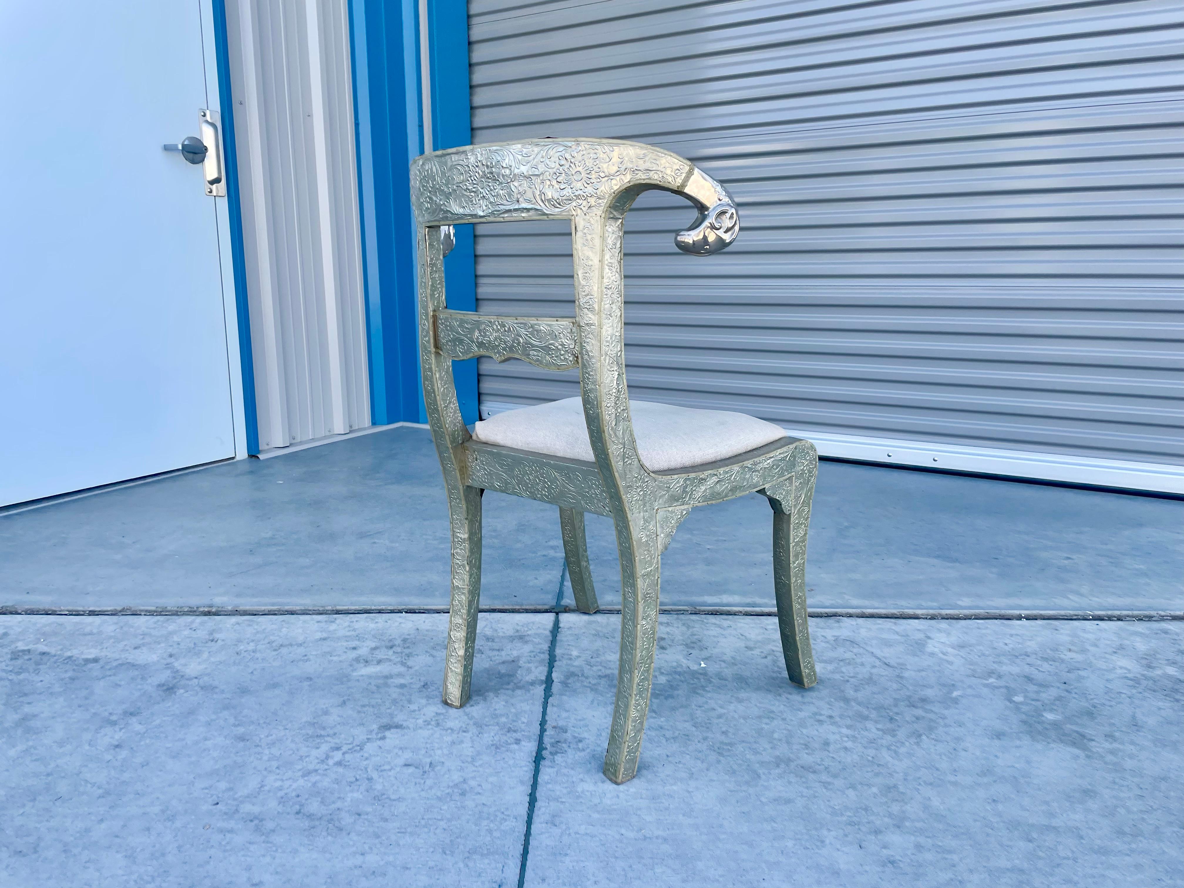 Fin du 20e siècle Chaise à bélier vintage des années 1980 enveloppée de métal en vente