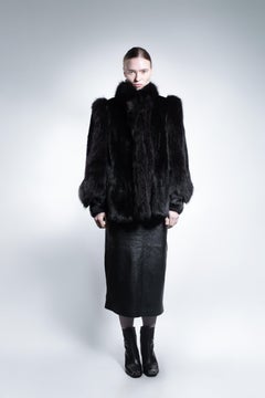 1980s Vintage Mink and Fox Fur Coat with Balloon Sleeves "Duchess Ballon"