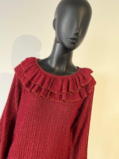 1980s Vintage MISSONI Dress with Frilled Neckline