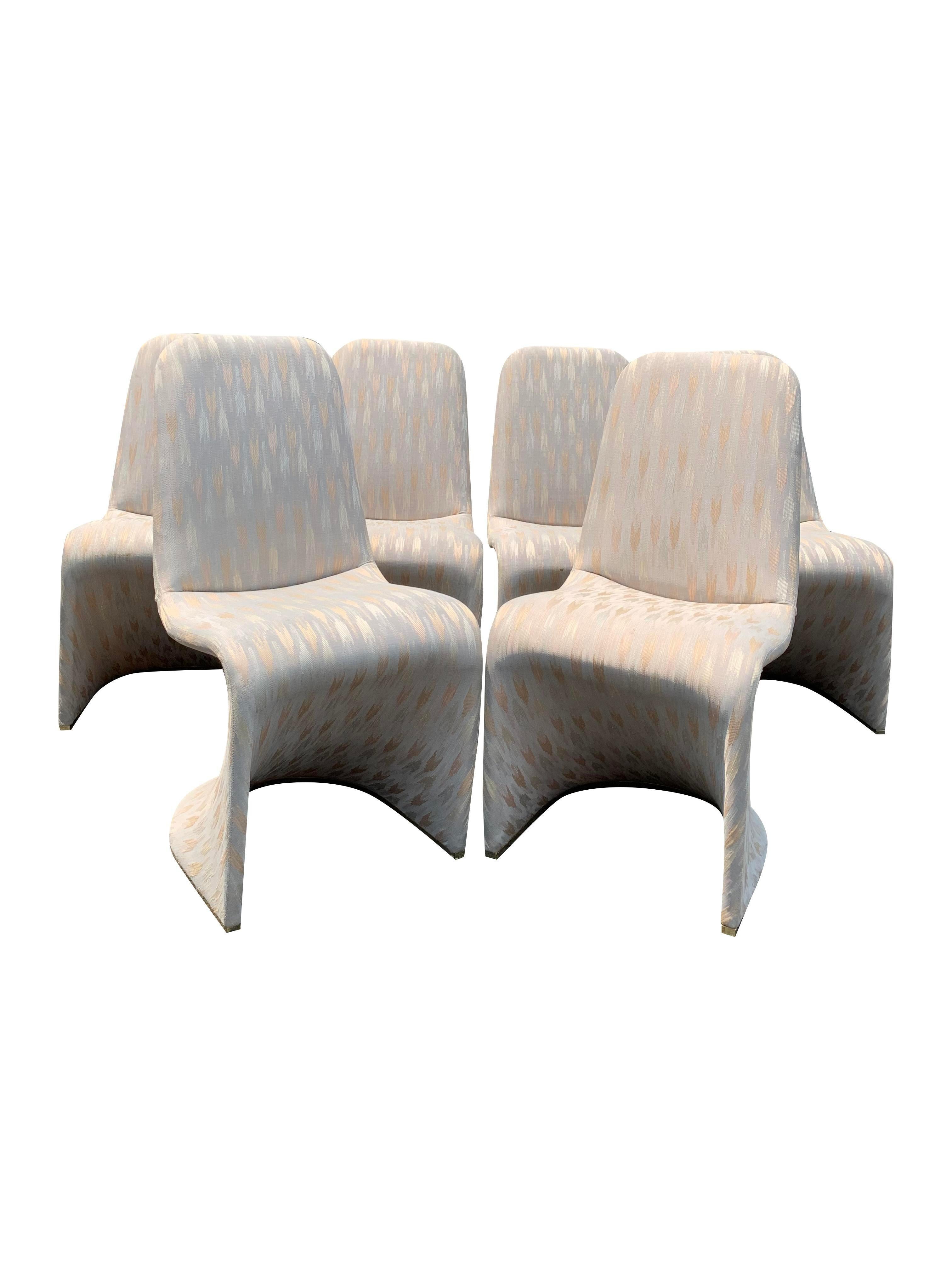 Ottone Set di 6 sedie da pranzo vintage moderne in stile Verner Panton degli anni '80 in vendita