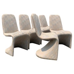 1980s Vintage Modern Verner Panton Style Deco Dining Chairs Set of 6