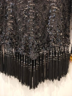1980s Vintage multicoloured Sequins and black fringes t-shirt blouse size M